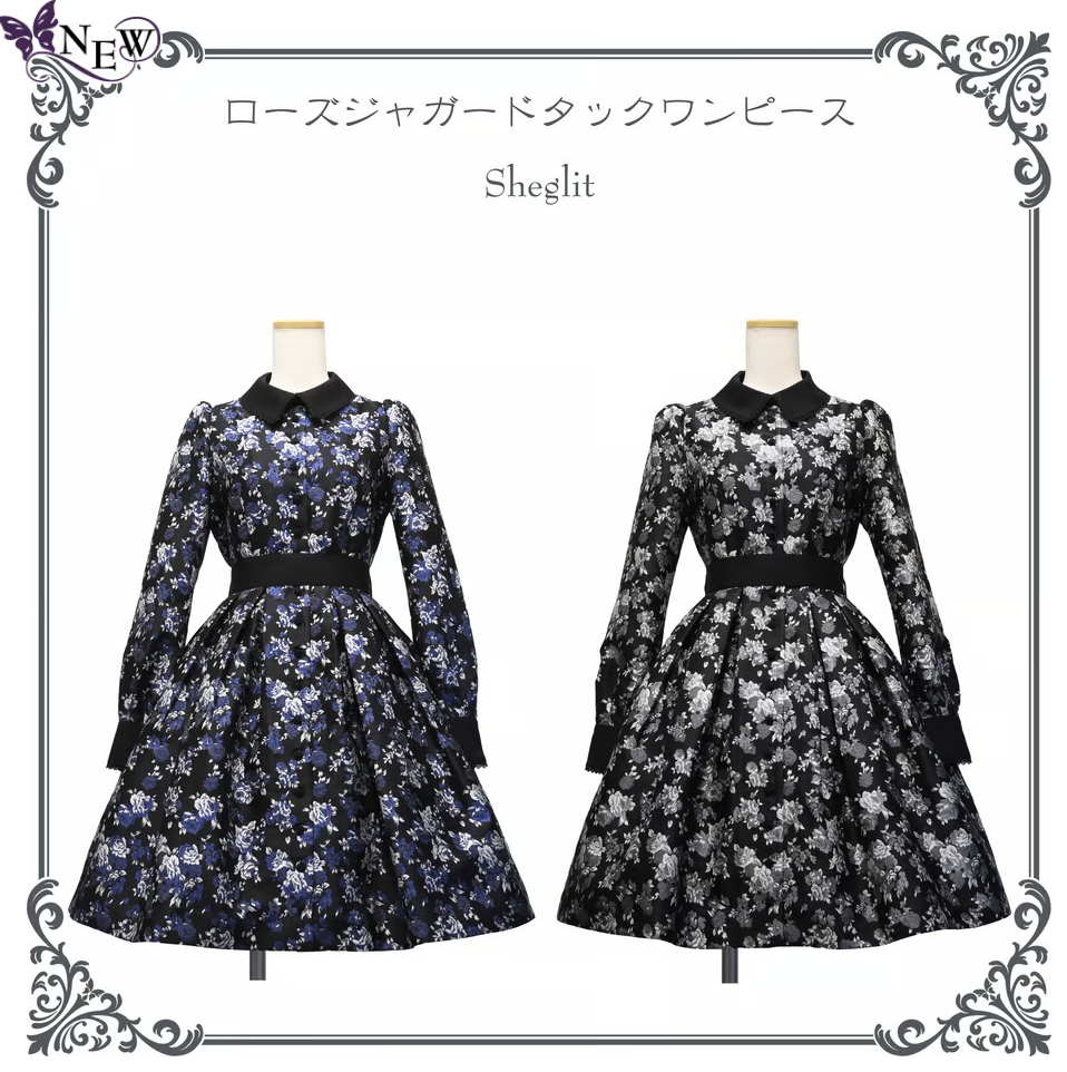 [Sheglit] Shegrit Rose Jacquard Tuck Dress Navy / Black