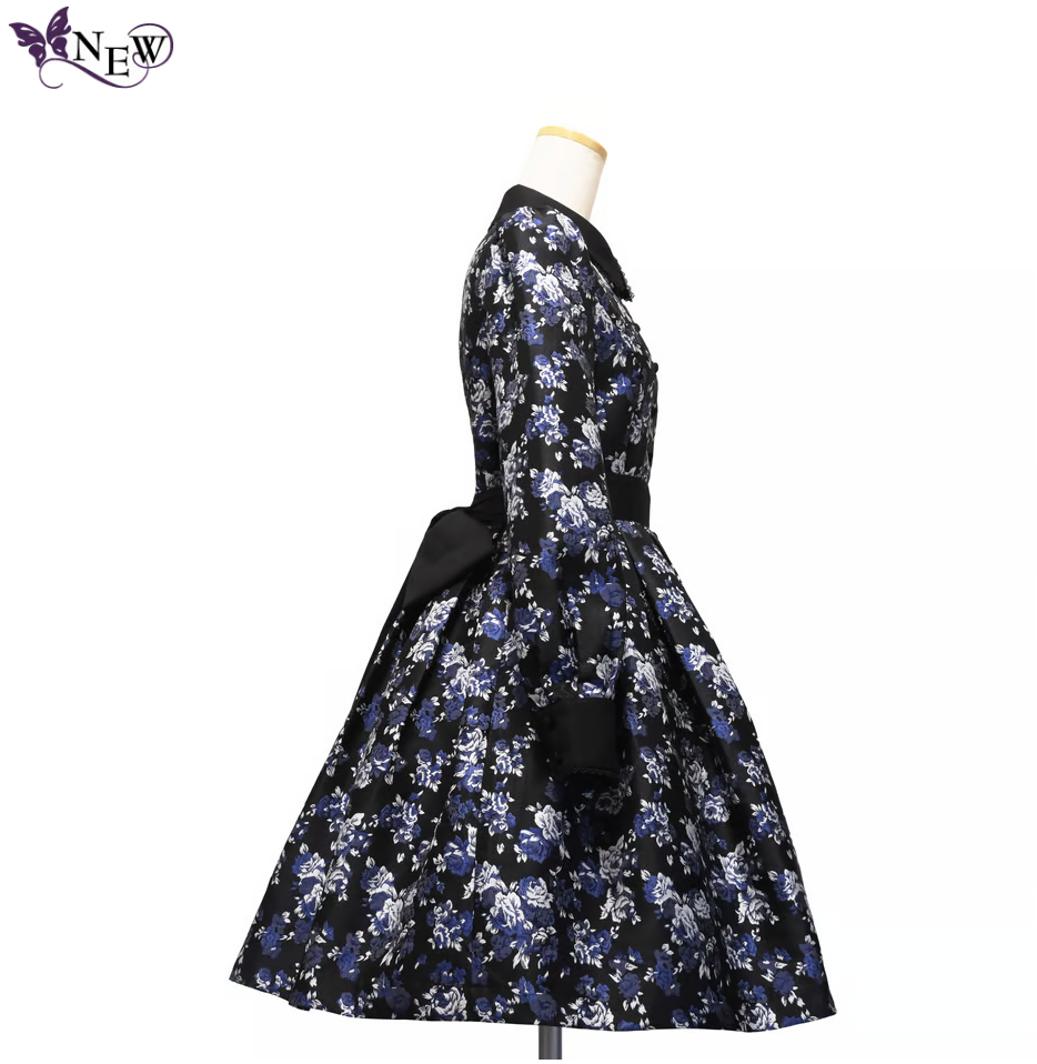 [SHEGLIT] Shegrit Rose Jacquard Tuck Dress Navy/Schwarz