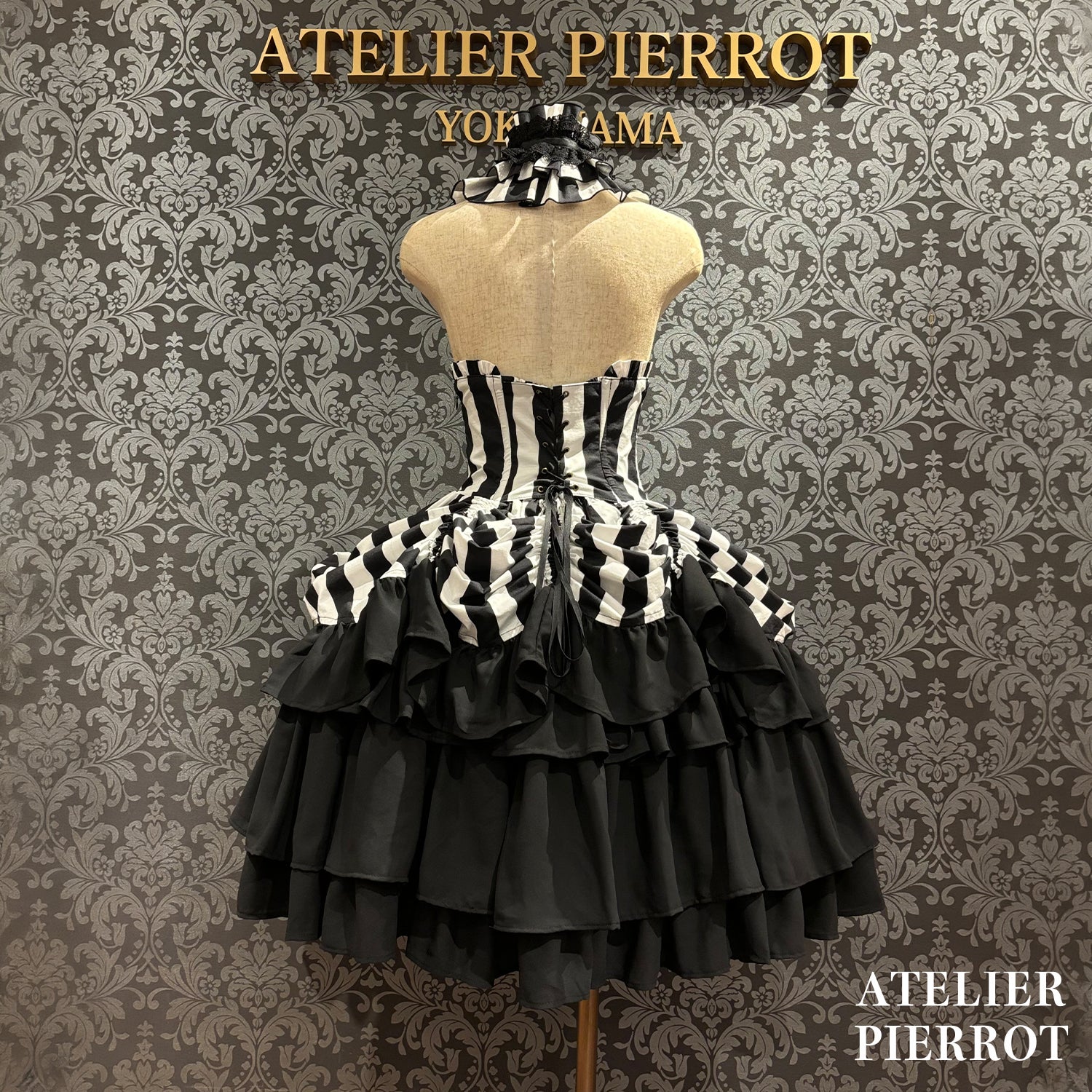 【ATELIER PIERROT】　★Jetzt Reservierungen entgegennehmen★ Marionetten-Korsett-Rock-Set gestreift/Black