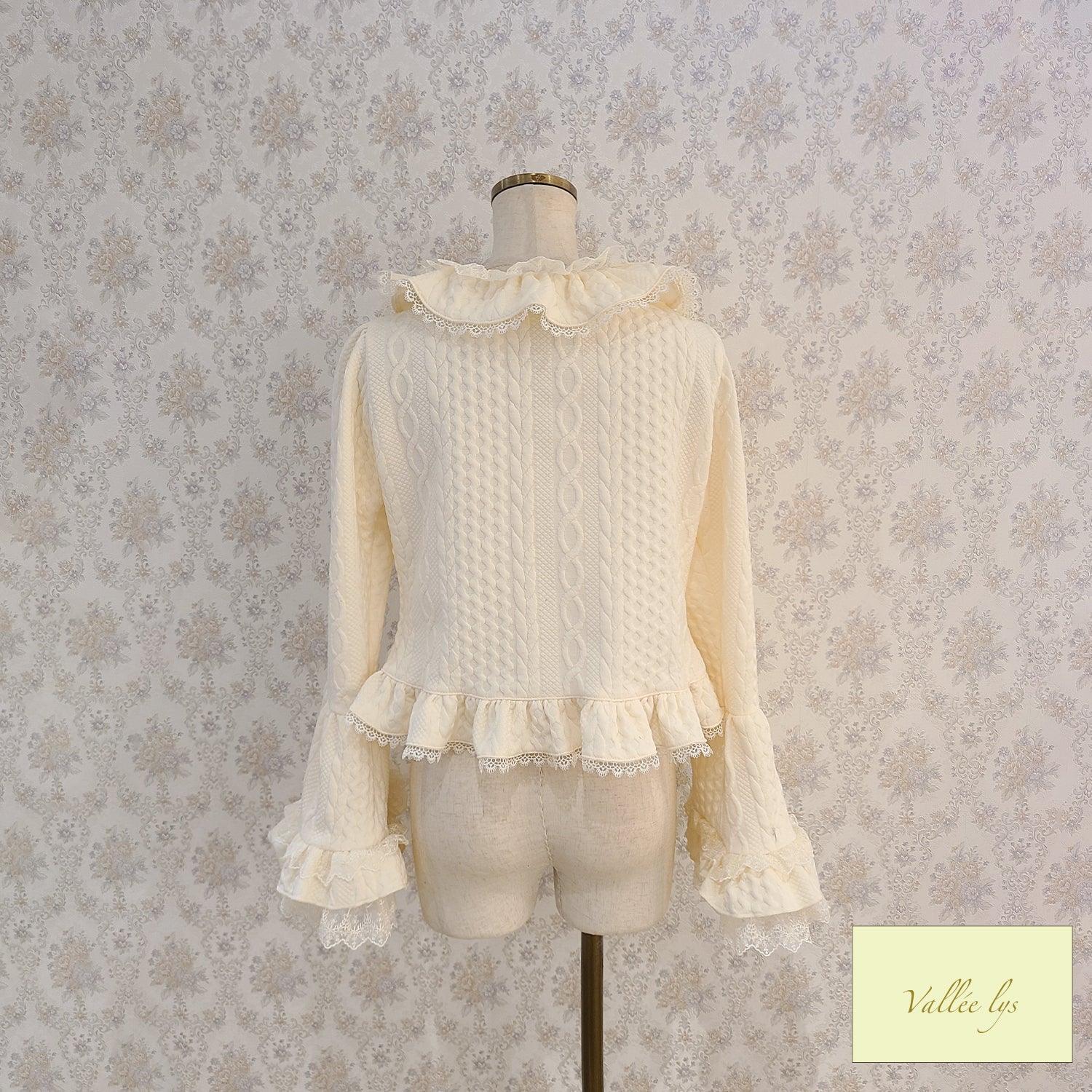 【Vallée lys】ヴァレリス　Petal Bloom Cardigan　Ivory/Bordeaux/Green/ Black