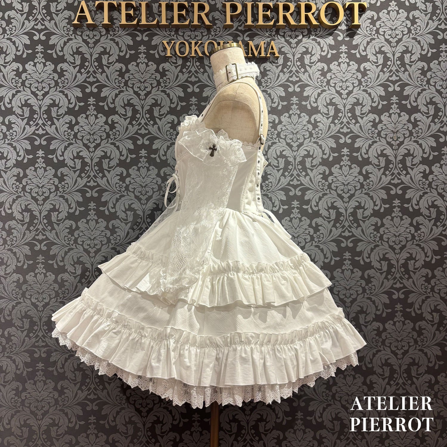 【ATELIER PIERROT】　★ご予約受付中★ Forbidden Prayer Lace Long Gloves  ホワイト/ブラック