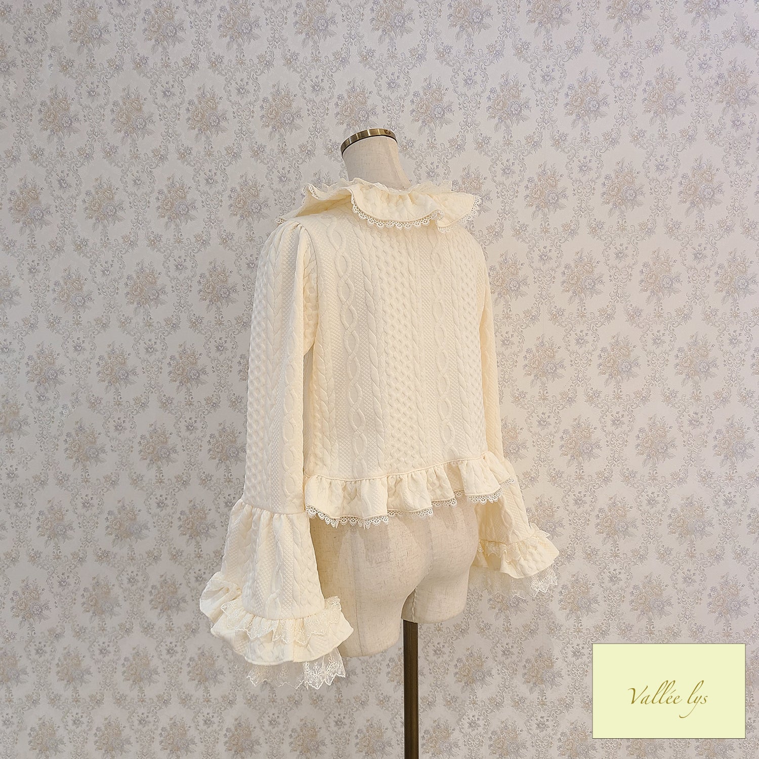 【Vallée lys】ヴァレリス　Petal Bloom Cardigan　Ivory/Bordeaux/Green/ Black