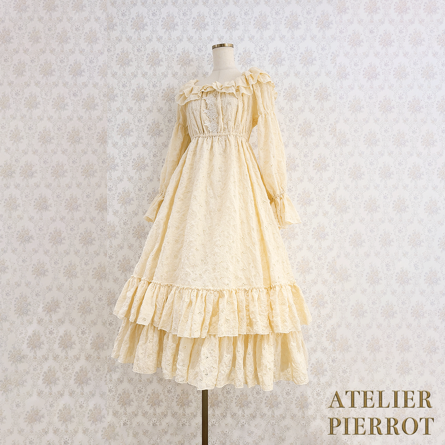 【ATELIER PIERROT】　Josephine Dress　Ivory/Mint/Pink/ Black