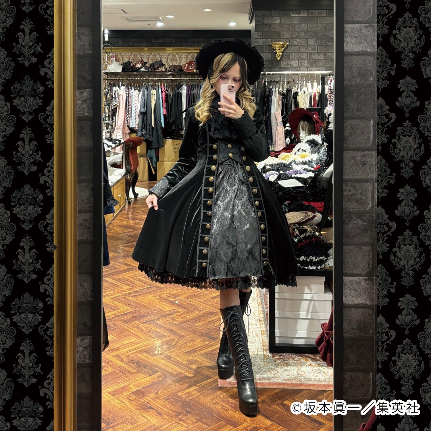 【ATELIER PIERROT】　「 イノサン 」 ロングジャケット　赤 ( 刺繍あり ) /青( 刺繍なし ) /黒 ( 刺繍なし ) 　