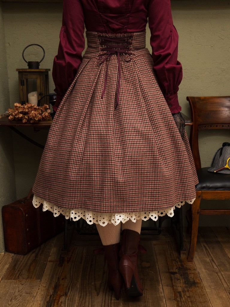 【Victorian maiden】ヴィクトリアンメイデン　★ご予約受付中★レディシャーロックコルセットスカート　ボルドーチェック/クラウドチェック