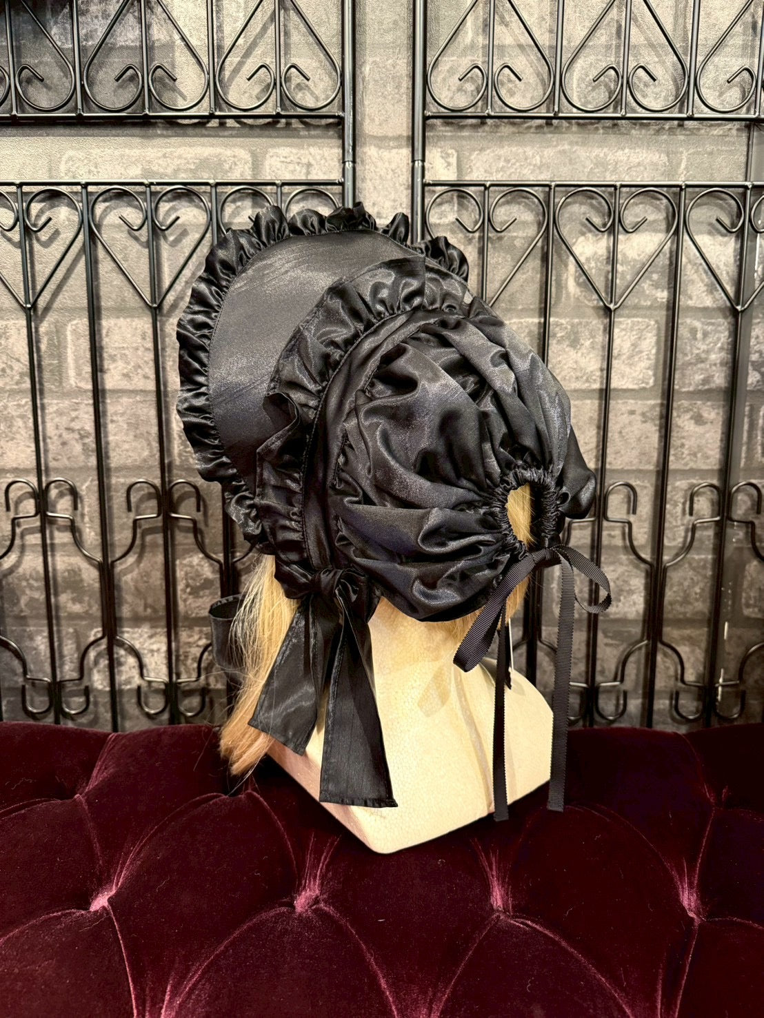 [HERHUM] Gorro completo Harham Oribonchan (versión Shantung) Blanco/Negro x Encaje blanco/Negro