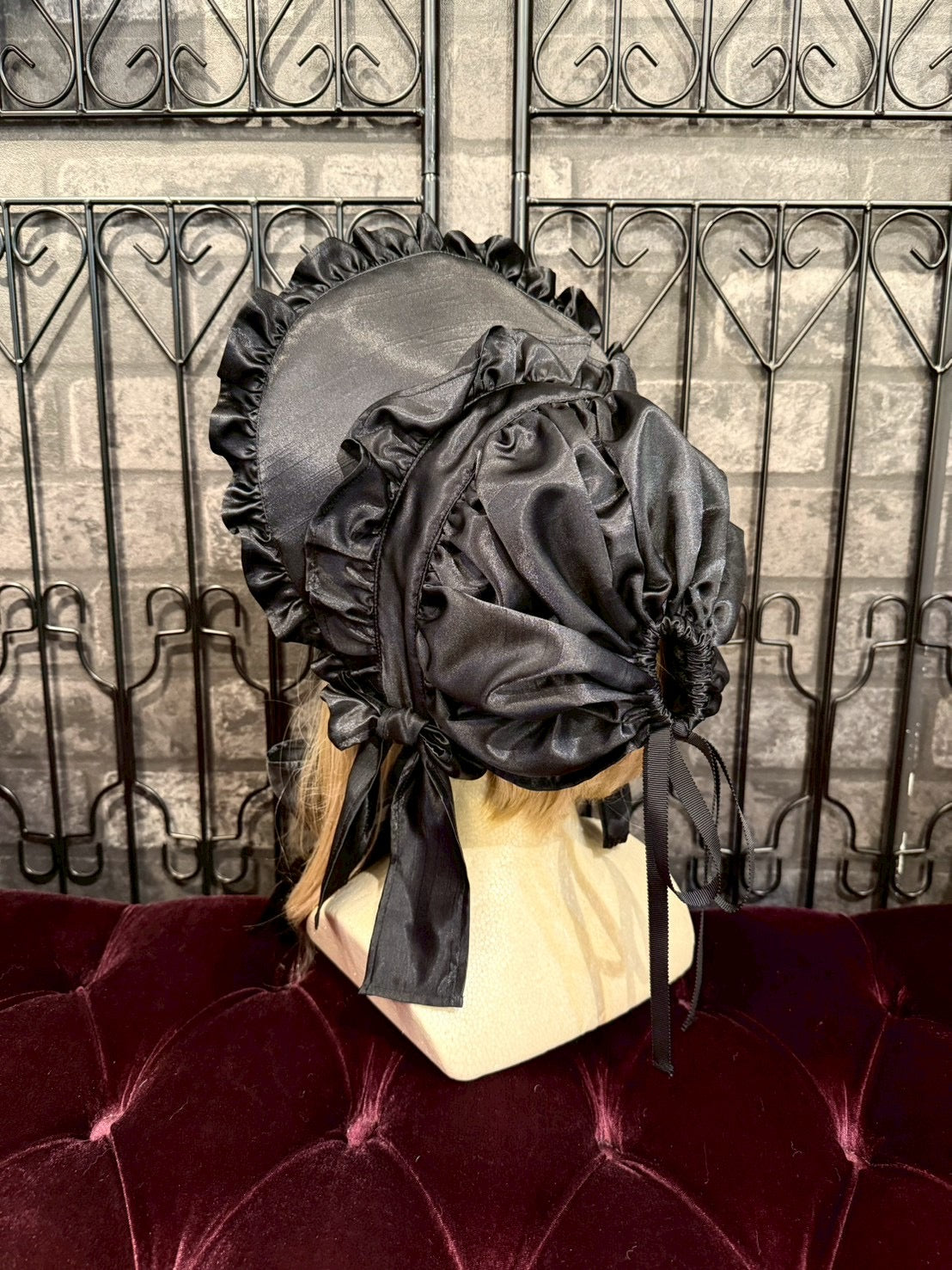 [HERHUM] Gorro completo Harham Oribonchan (versión Shantung) Blanco/Negro x Encaje blanco/Negro