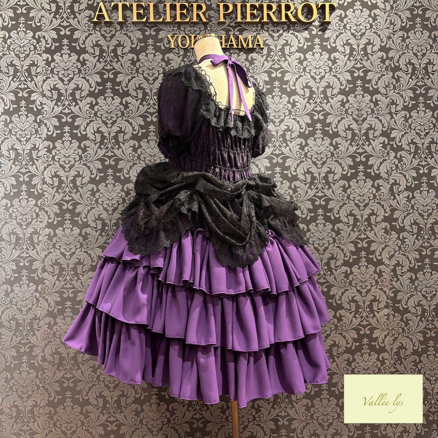 [Vallée lys] Valée Mellow Melody Dress new colorWhite/Bordeaux×Black/Navy×Black/New colorPurple×Black/Black×White/Black