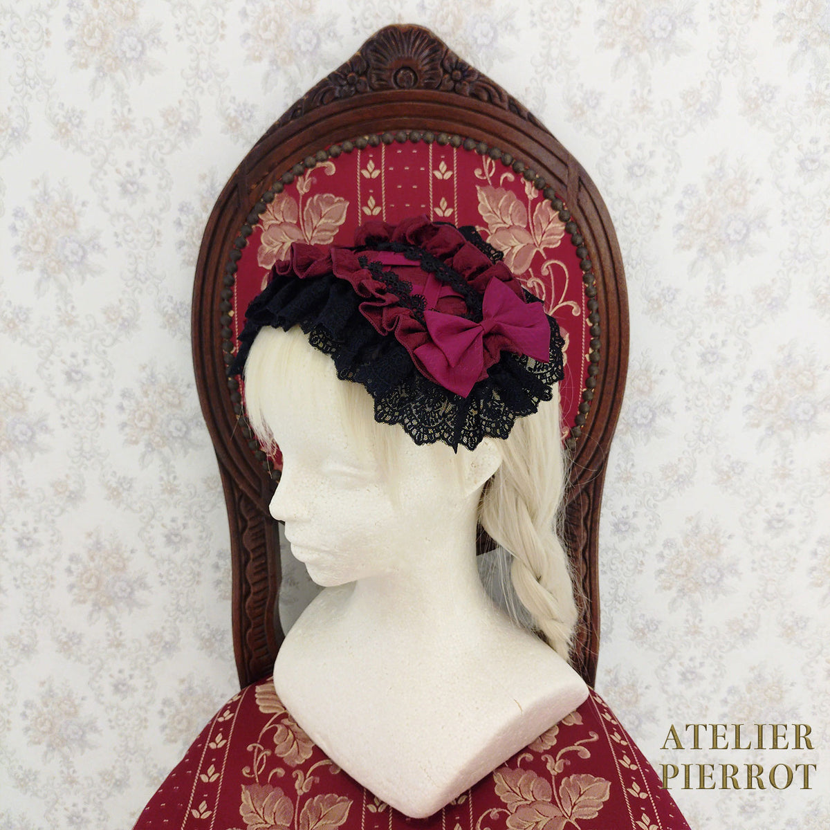 【ATELIER PIERROT】　Royal Nocturne Headdress　ホワイト/ピンク/ワイン/グリーン/ネイビー/ブラック