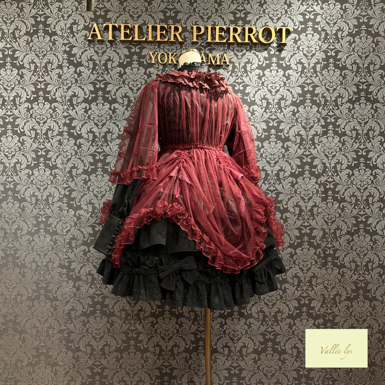 【Vallée lys】ヴァレリス　Nocturne Sheer Tulle Dress  　ホワイト/ピンク/グレー/ボルドー/パープル/ブラック　