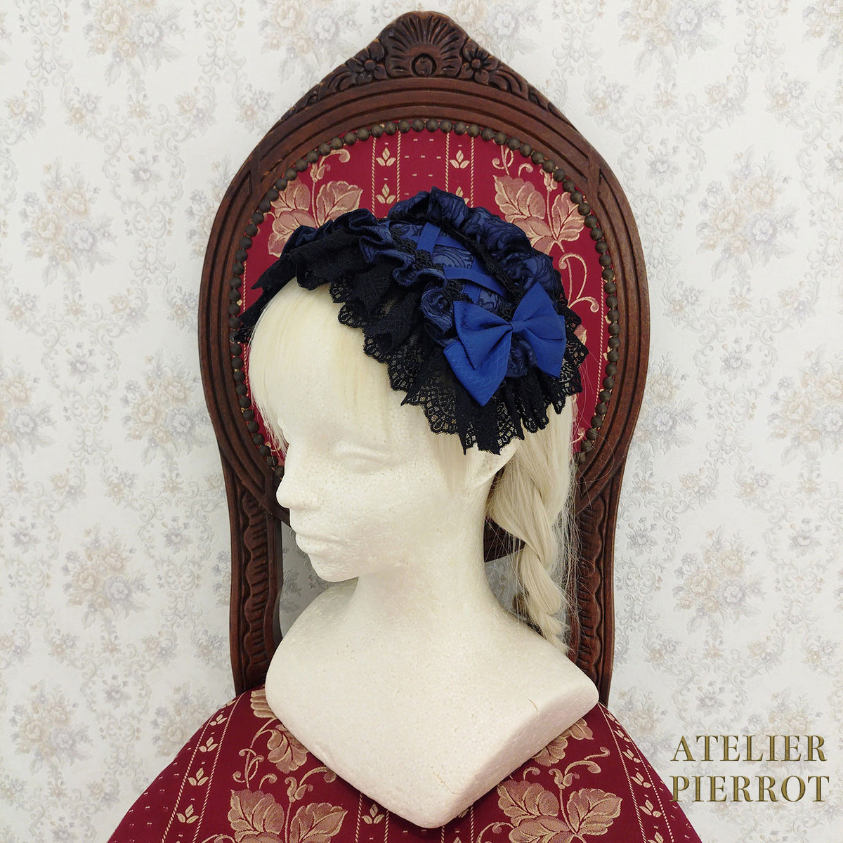 【ATELIER PIERROT】　Royal Nocturne Headdress　ホワイト/ピンク/ワイン/グリーン/ネイビー/ブラック