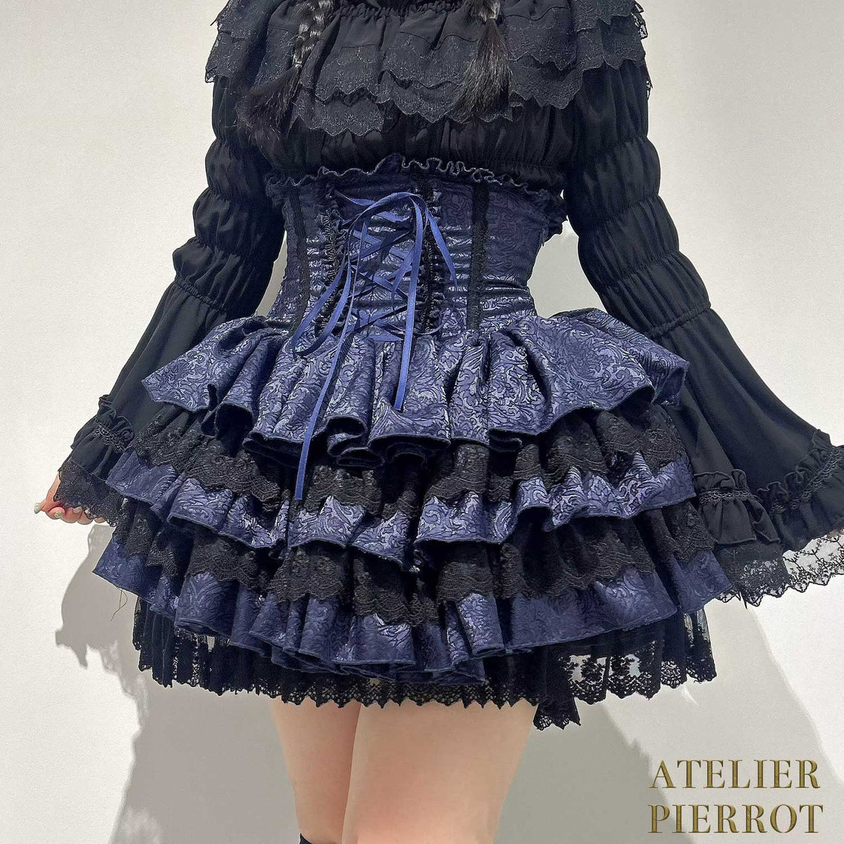 【ATELIER PIERROT】　Royal Nocturne Mini Corset Skirt　ホワイト/ピンク/ワイン/グリーン/ネイビー/ブラック