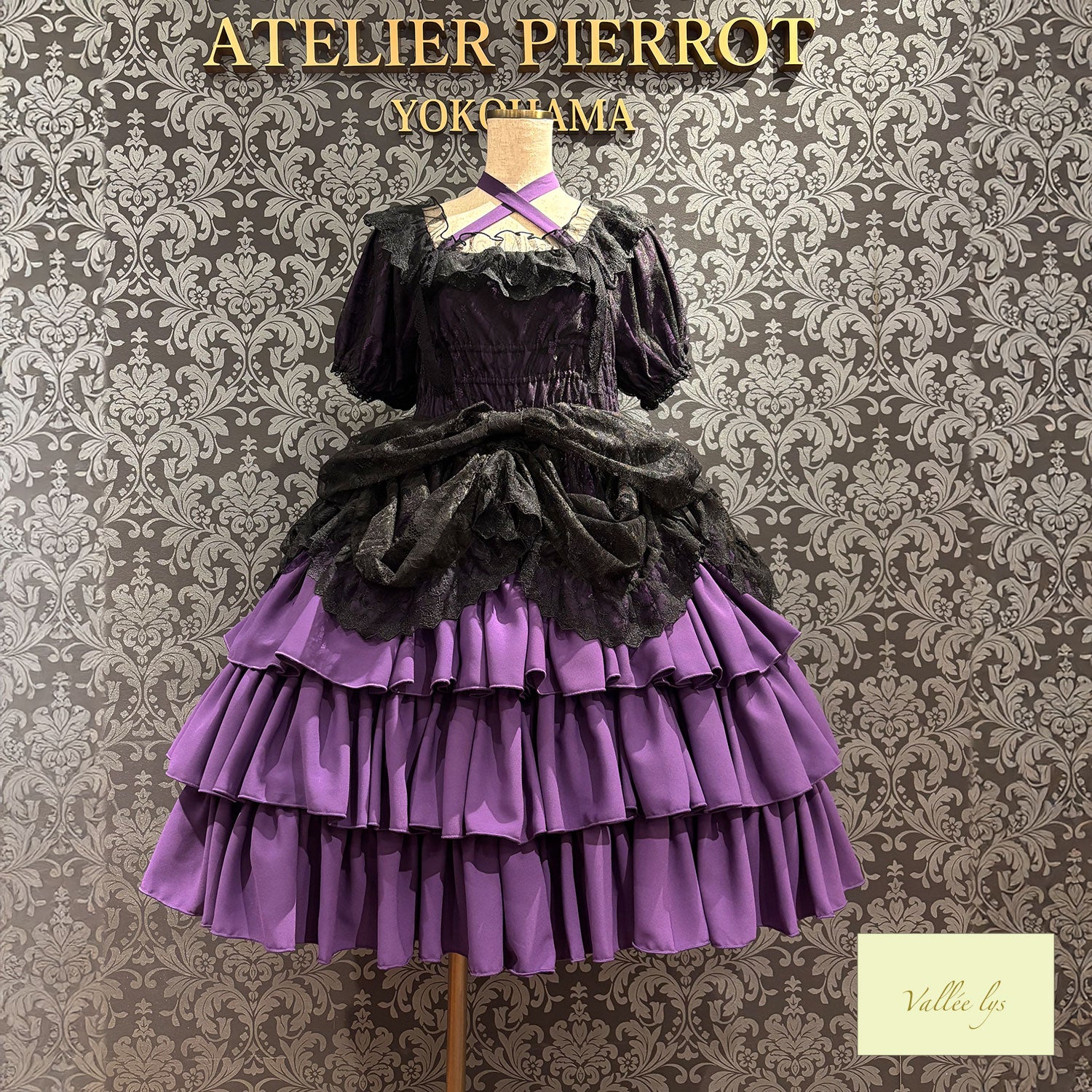 [Vallée lys] Valée Mellow Melody Dress new colorWhite/Bordeaux×Black/Navy×Black/New colorPurple×Black/Black×White/Black