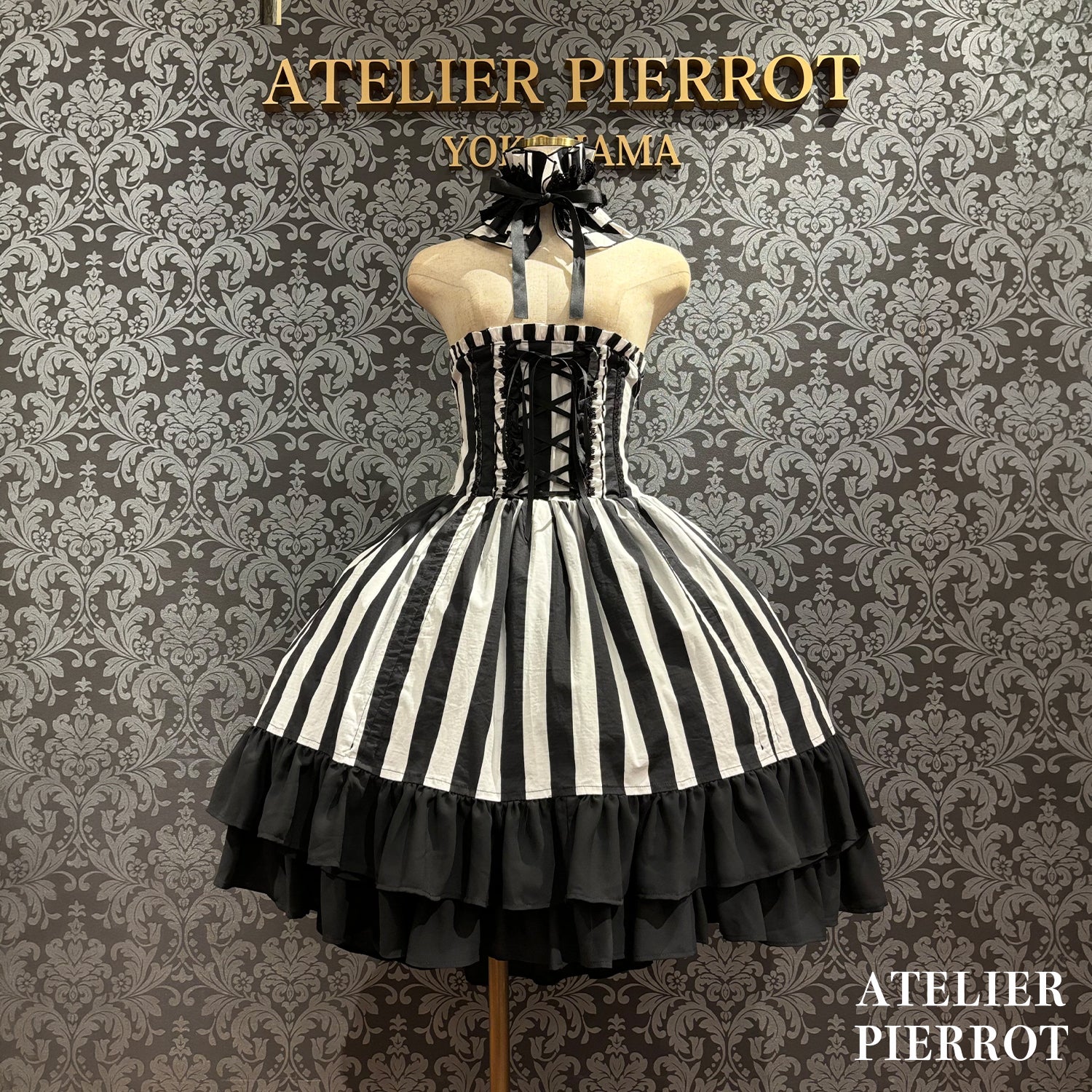 【ATELIER PIERROT】　★Jetzt Reservierungen entgegennehmen★ Marionetten-Korsett-Rock-Set gestreift/Black