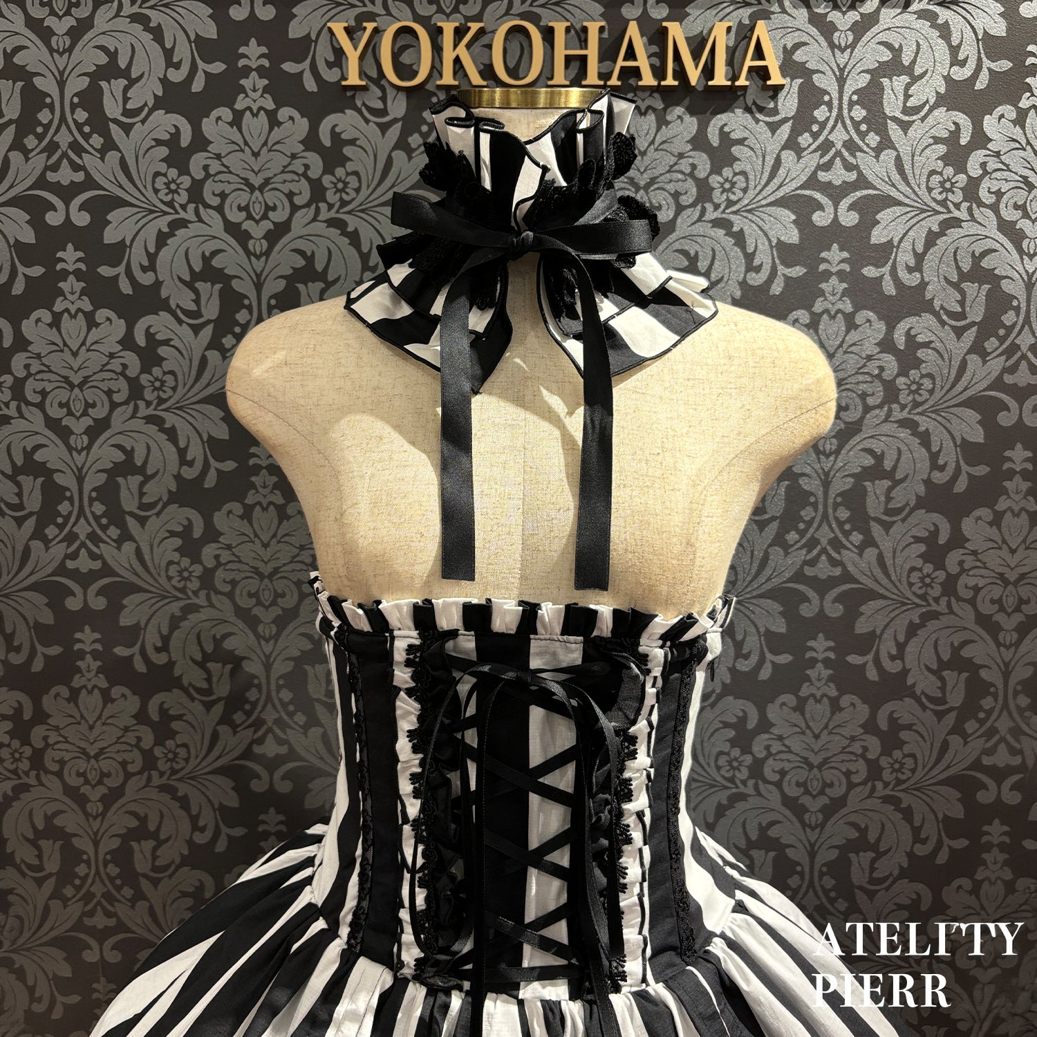 【ATELIER PIERROT】　★Jetzt Reservierungen entgegennehmen★ Marionetten-Korsett-Rock-Set gestreift/Black