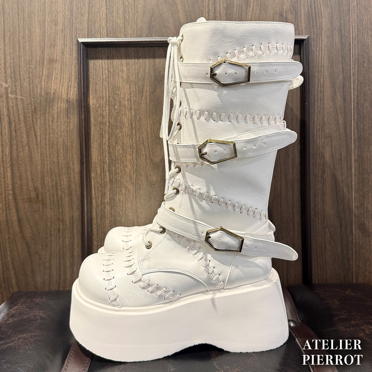 【ATELIER PIERROT】　★ご予約受付中★ “Nocturnal Grave”  Mended Boots　ホワイト/ブロンズ/ブラック  S/M/L/XL