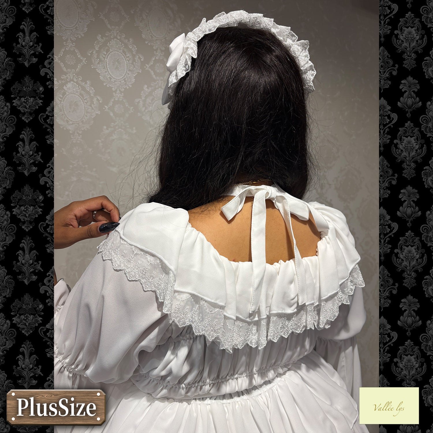 【Vallée lys】ヴァレリス　★ご予約受付中★　 CoquelicotDress　ホワイト/ボルドー/パープル/ネイビー/ブラック　プラスサイズ