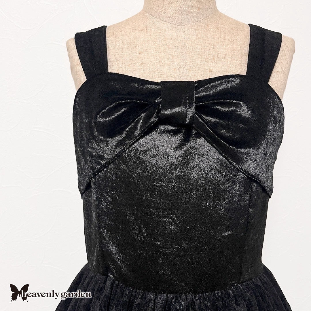 【heavenly garden 】ヘヴンリィ ガーデン　ノクターンリボンジャンパースカート ボルドー/ブラック