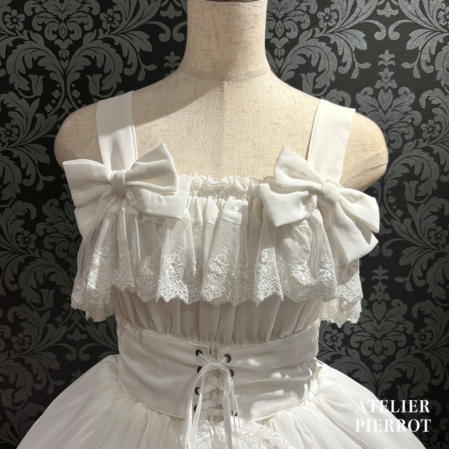 【ATELIER PIERROT】　★ご予約受付中★ Cathedral Veil  Jumper Skirt 　ホワイト/ボルドー/パープル/ネイビー/ブラック　プラスサイズ