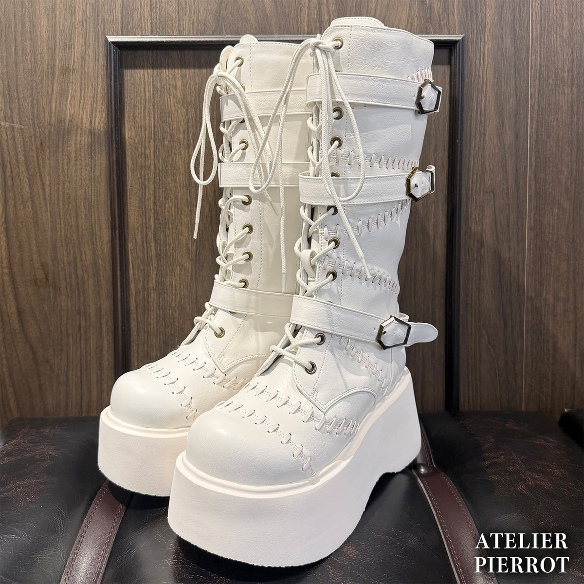 【ATELIER PIERROT】　★ご予約受付中★ “Nocturnal Grave”  Mended Boots　ホワイト/ブロンズ/ブラック  S/M/L/XL