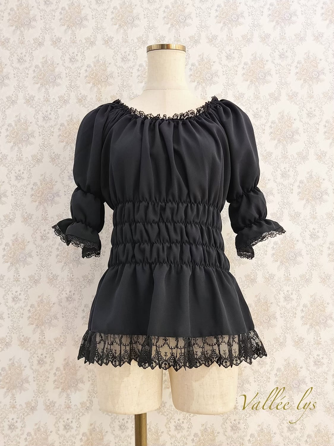 [Vallée Lys] Vallellis 5 -Minute Sleeve Shirring Blouse White