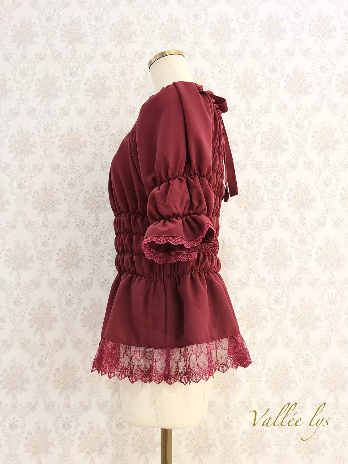 [Vallée Lys] Vallellis 5 -Minute Sleeve Shirring Blouse White