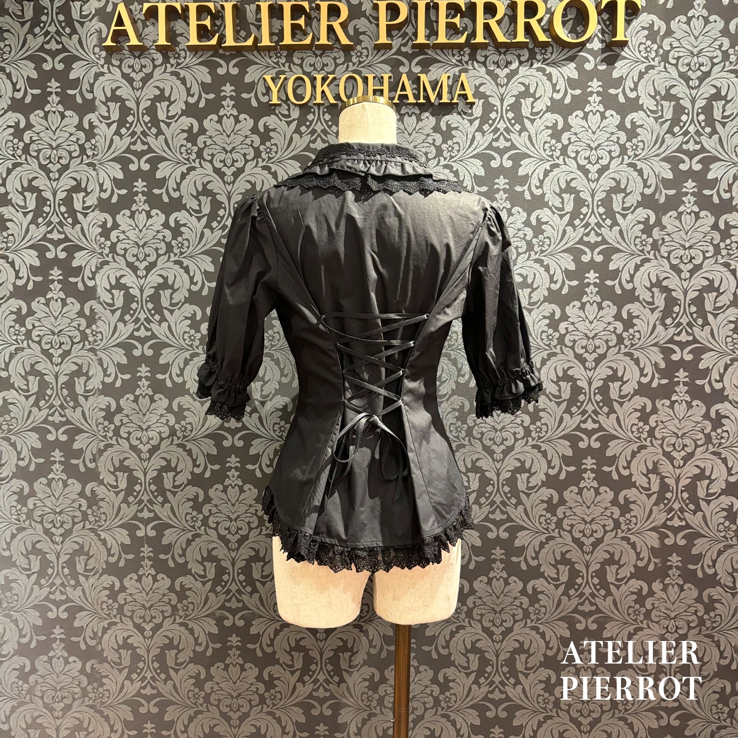 【ATELIER PIERROT】　Petite Rose BlouseWhite/Bordeaux/Black