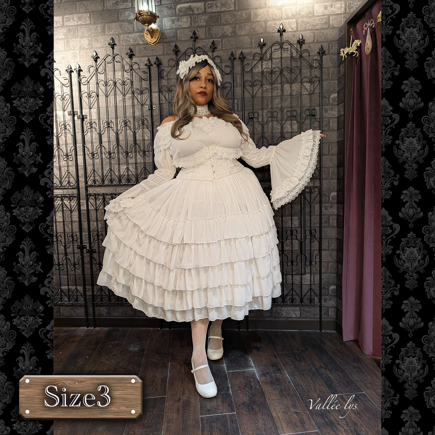 [Vallee Lys] Valleris Fleur de Brume Corset White/Pink/Bordeaux/Navy/Black Plussize★주문 기간은 2025 년 8 월 3 일까지★