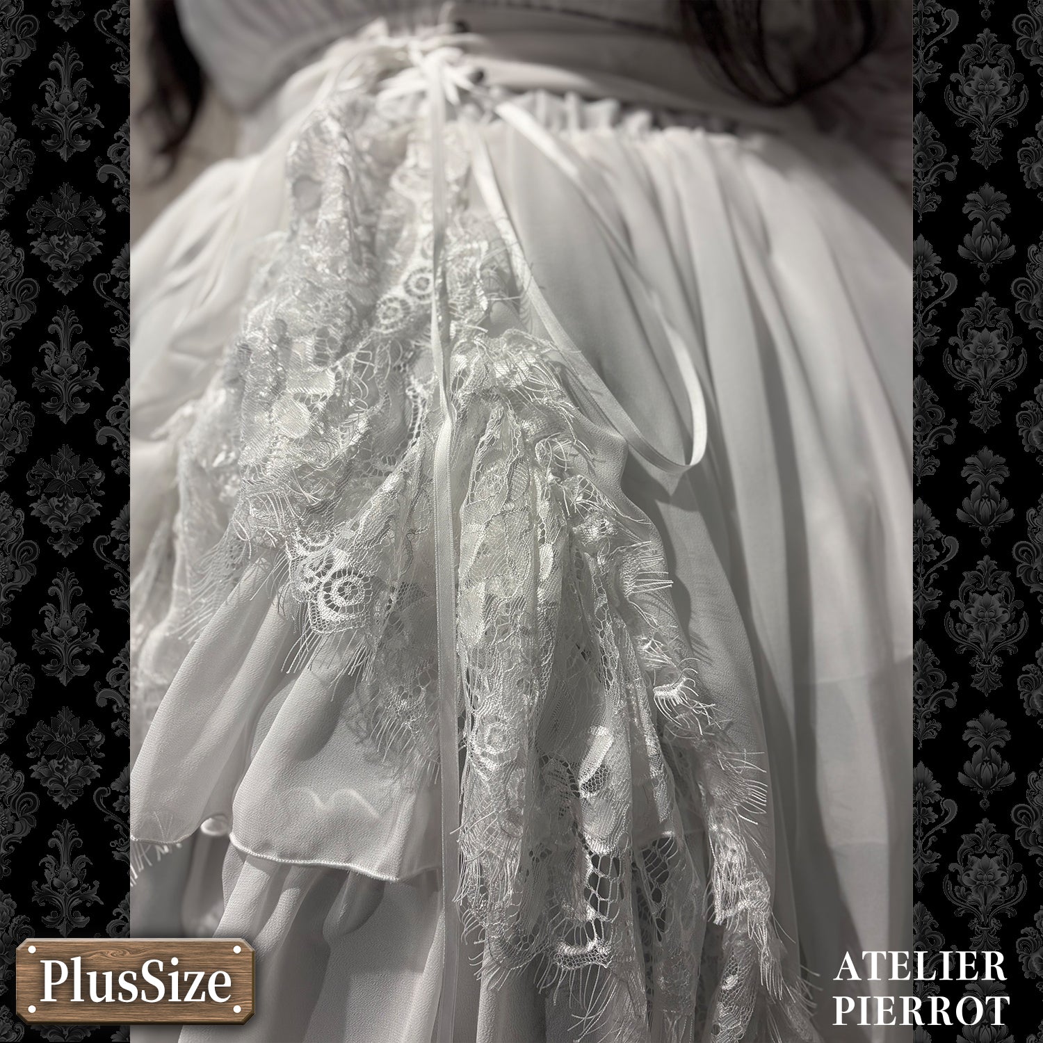 【ATELIER PIERROT】　★ご予約受付中★ Cathedral Veil  Jumper Skirt 　ホワイト/ボルドー/パープル/ネイビー/ブラック　プラスサイズ