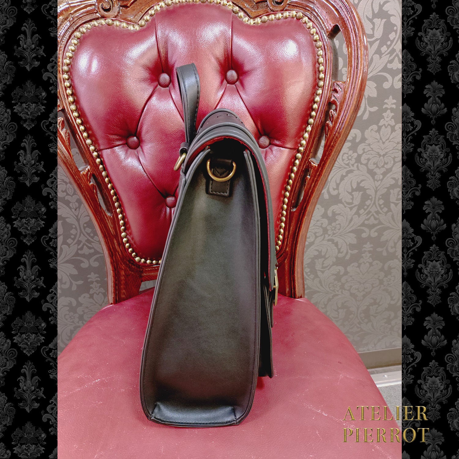 【ATELIER PIERROT】　“Nocturnal Grave”Mended Satchel　ボルドー/ネイビー/ブラック
