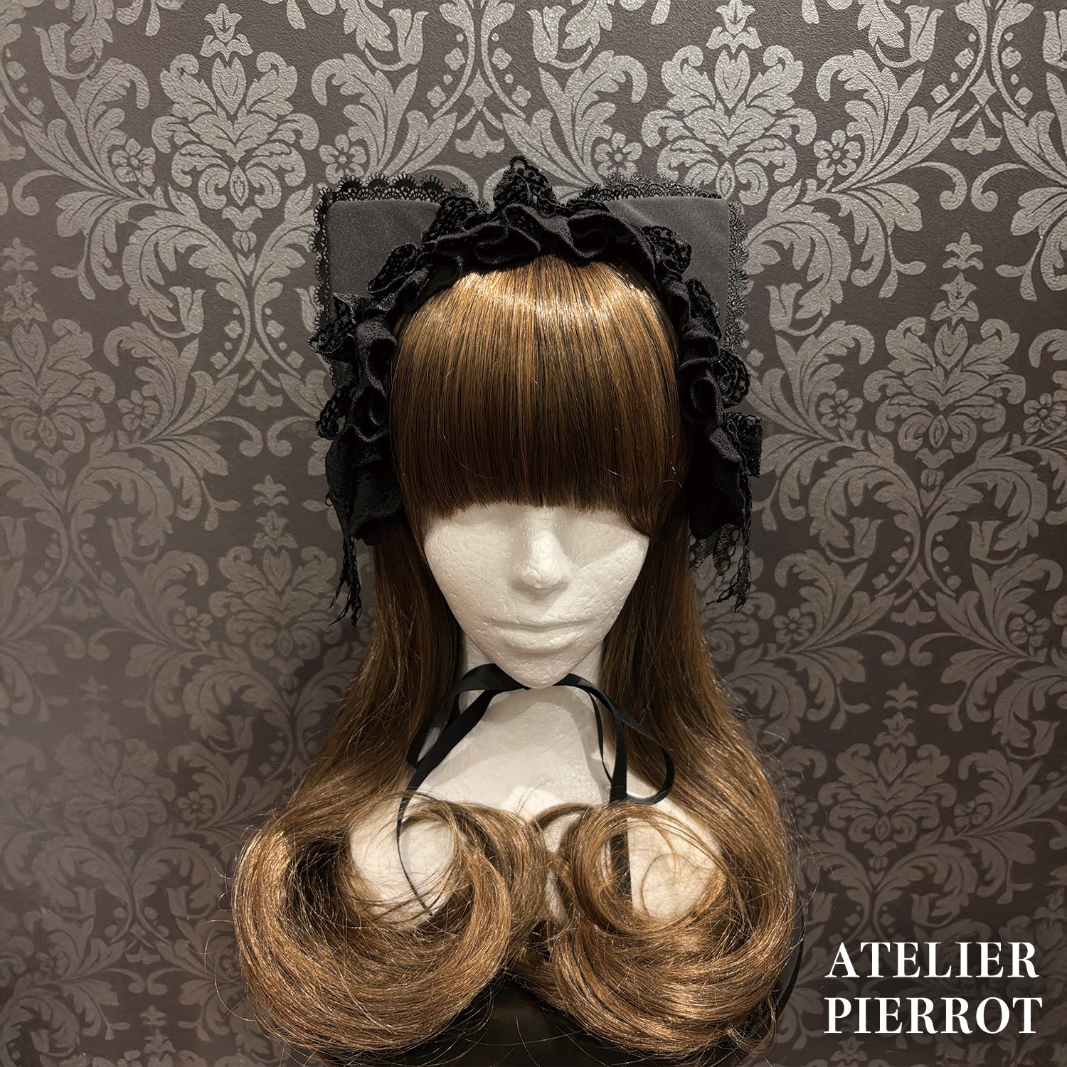 【ATELIER PIERROT] Mimi de Chat Spitzenkopfschmuck Schwarz x Weiß/Schwarz★Veröffentlicht von Ende Oktober bis Anfang November★