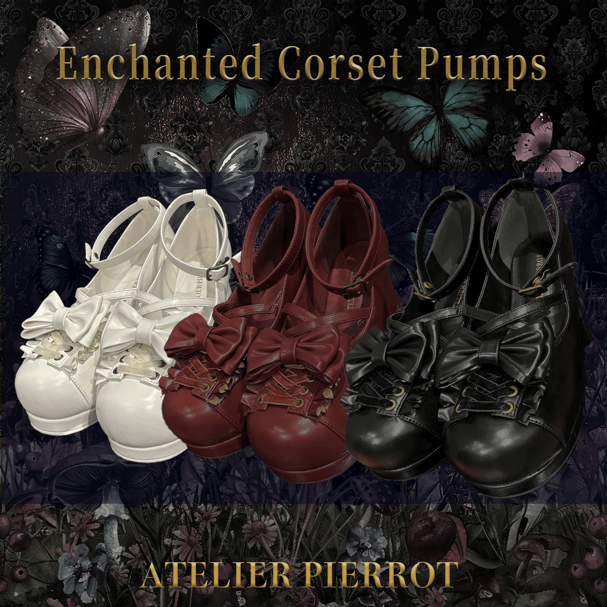 ATELIER PIERROT】 Enchanted Corset Pumps ホワイト/ボルドー
