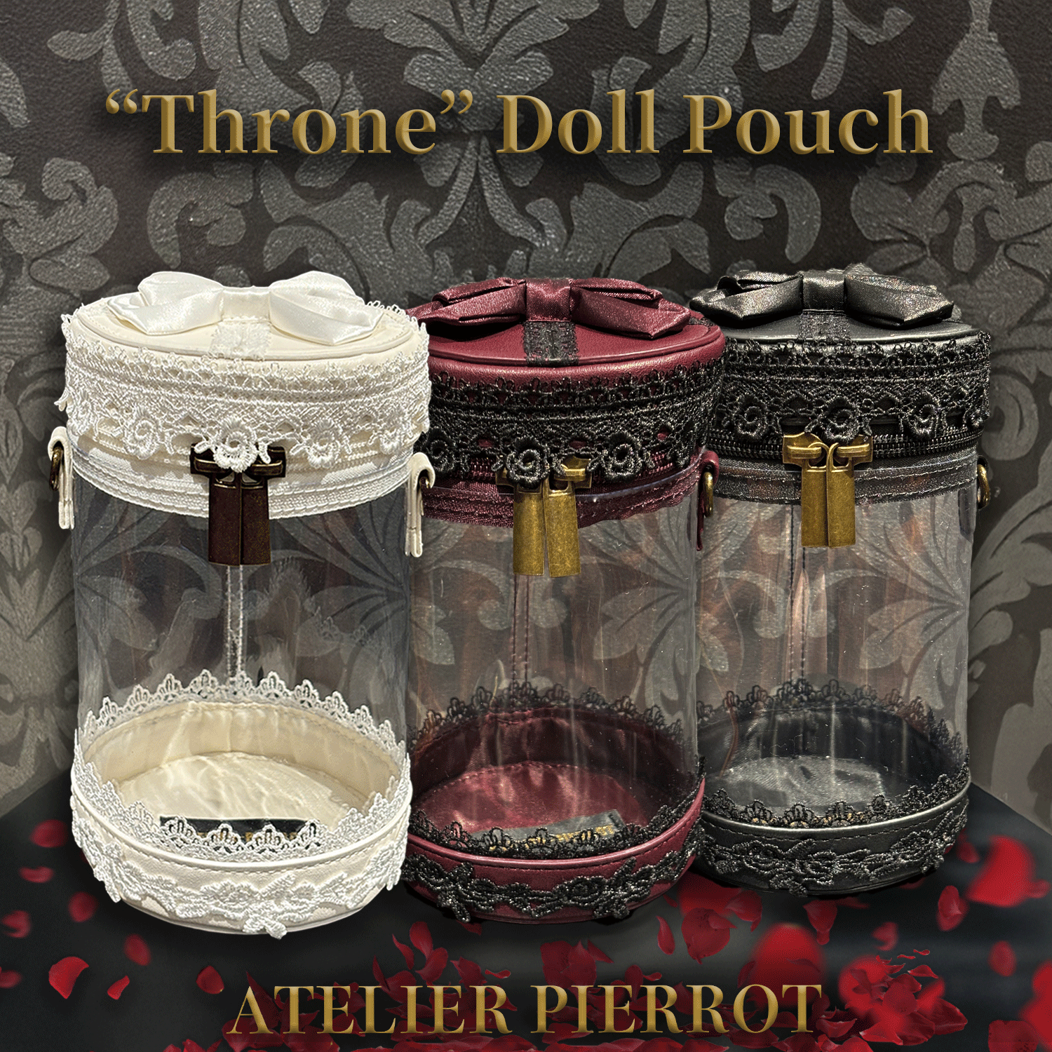 【ATELIER PIERROT】　 “Throne” Doll Pouch　ホワイト/ボルドー/ブラック　★11月中旬〜下旬発売★