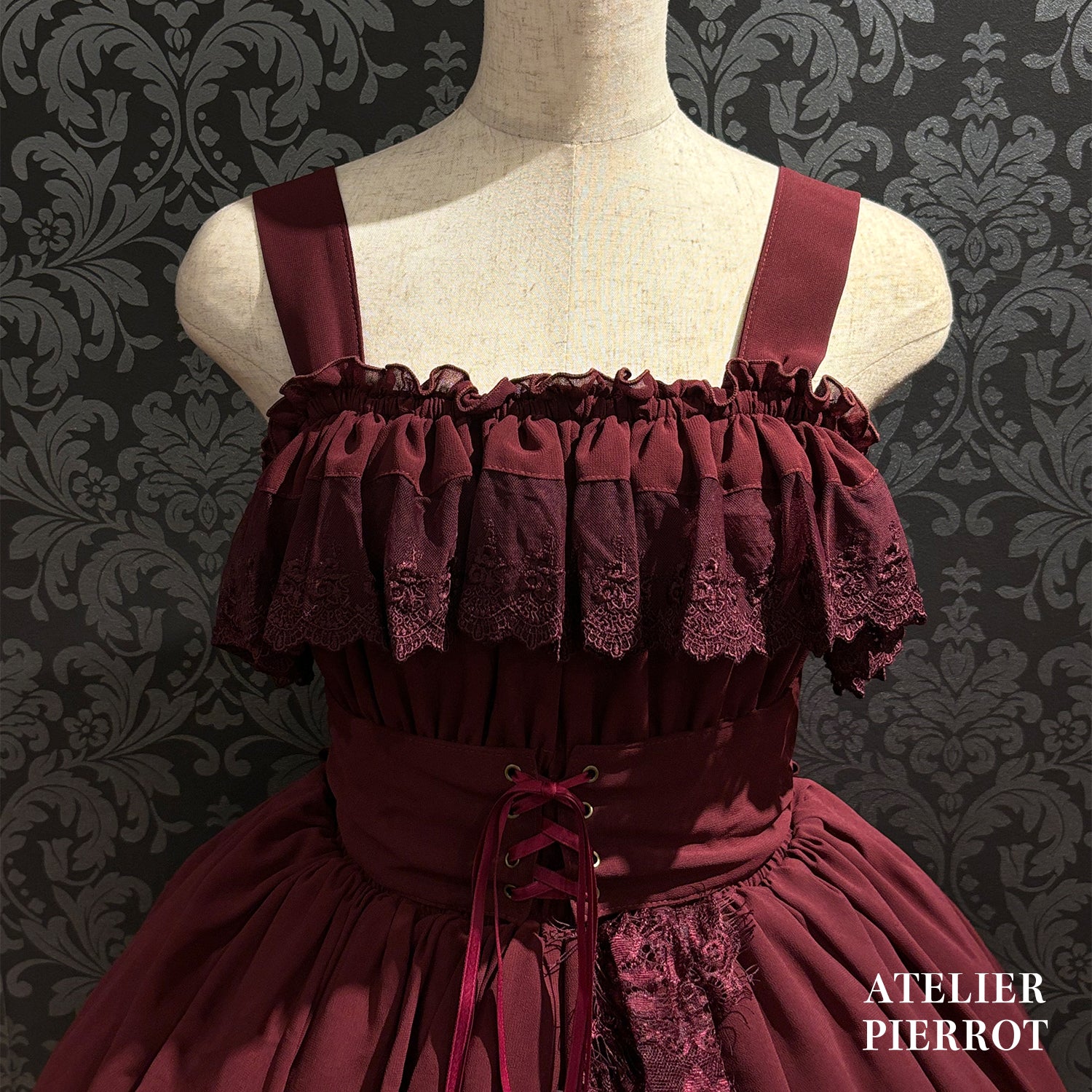 【ATELIER PIERROT】　★ご予約受付中★ Cathedral Veil  Jumper Skirt 　ホワイト/ボルドー/パープル/ネイビー/ブラック　プラスサイズ