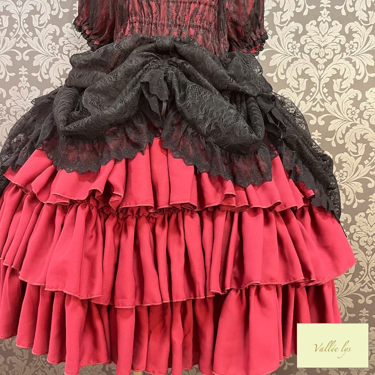 [Vallée lys] Valée Mellow Melody Dress new colorWhite/Bordeaux×Black/Navy×Black/New colorPurple×Black/Black×White/Black