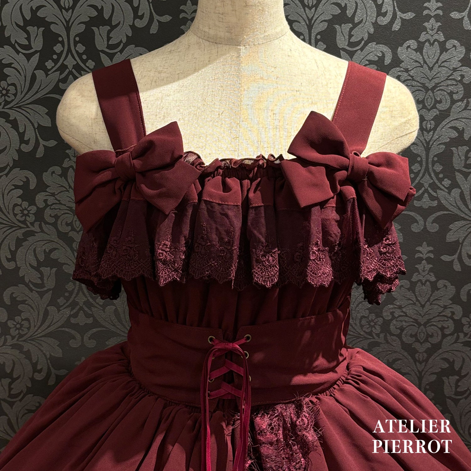 【ATELIER PIERROT】　★ご予約受付中★ Cathedral Veil  Jumper Skirt 　ホワイト/ボルドー/パープル/ネイビー/ブラック　プラスサイズ
