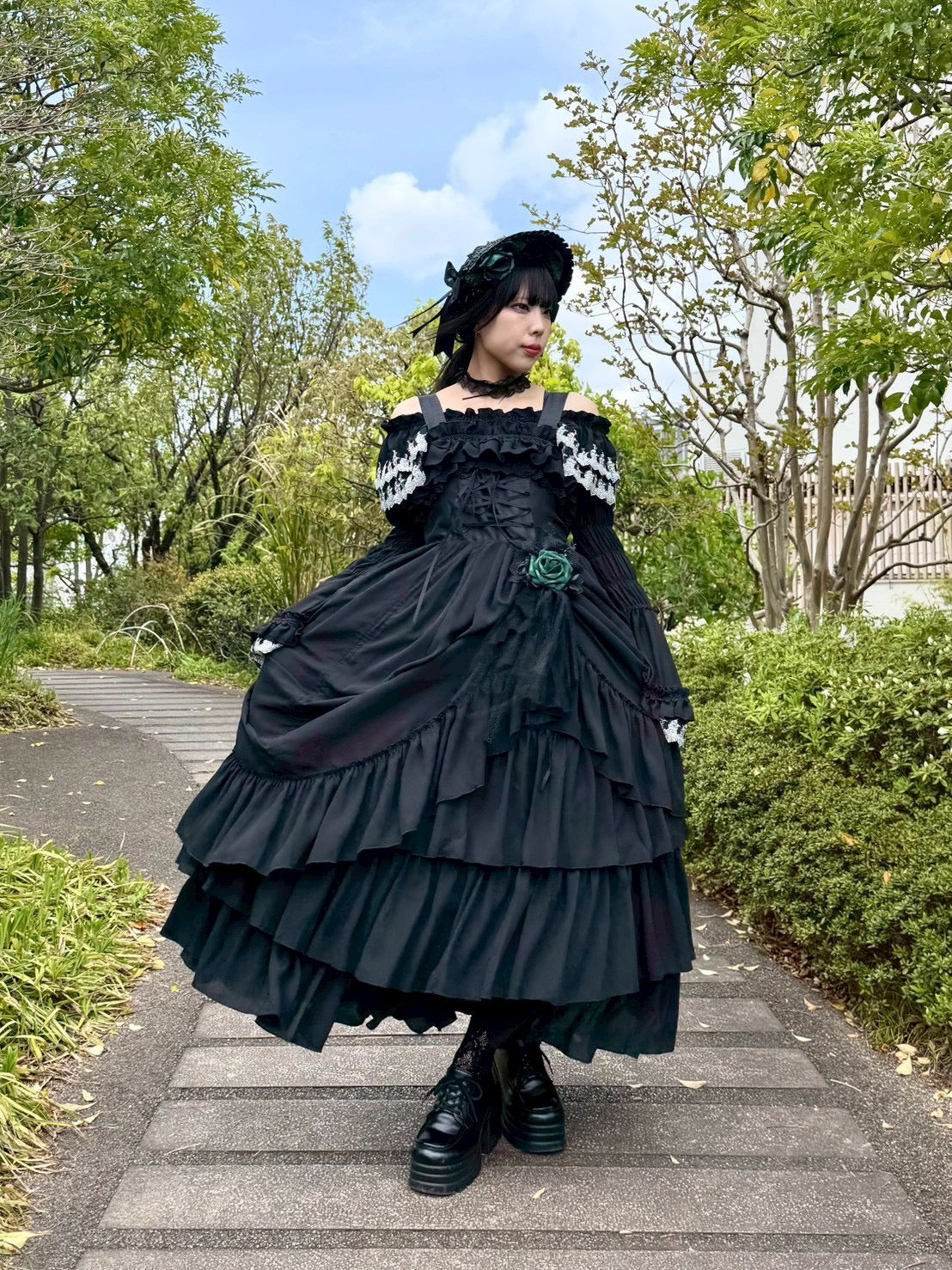 【ATELIER PIERROT] WICKED/Elphaba's Long Bustle JSK Noir x Vert/Noir x Noir