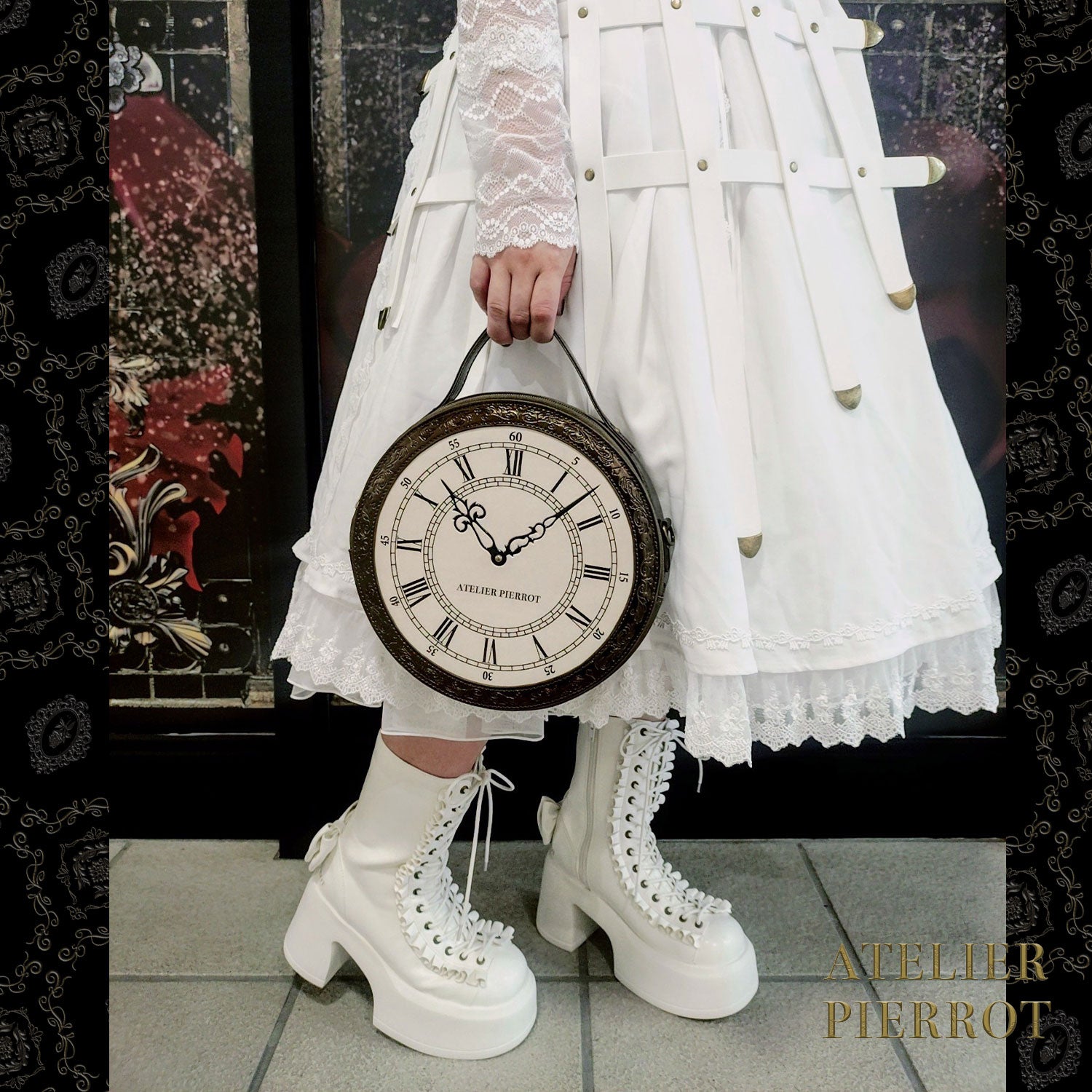 【ATELIER PIERROT】“Aeon” Clock Shoulder Bag　ブロンズ/ブラック