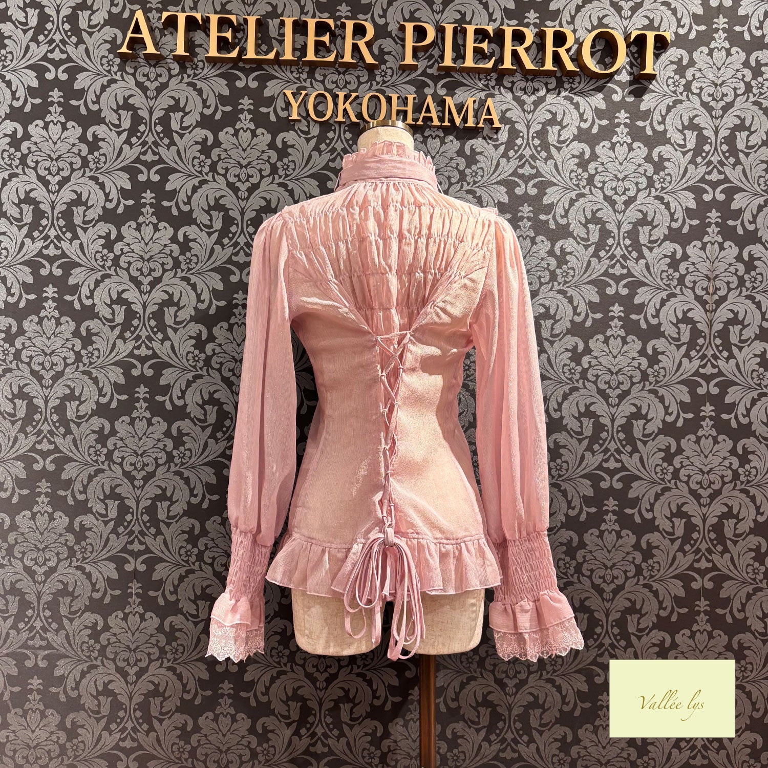 【Vallée lys】ヴァレリス　Ethereal Ribbon Blouse　ホワイト/ピンク/ブラック