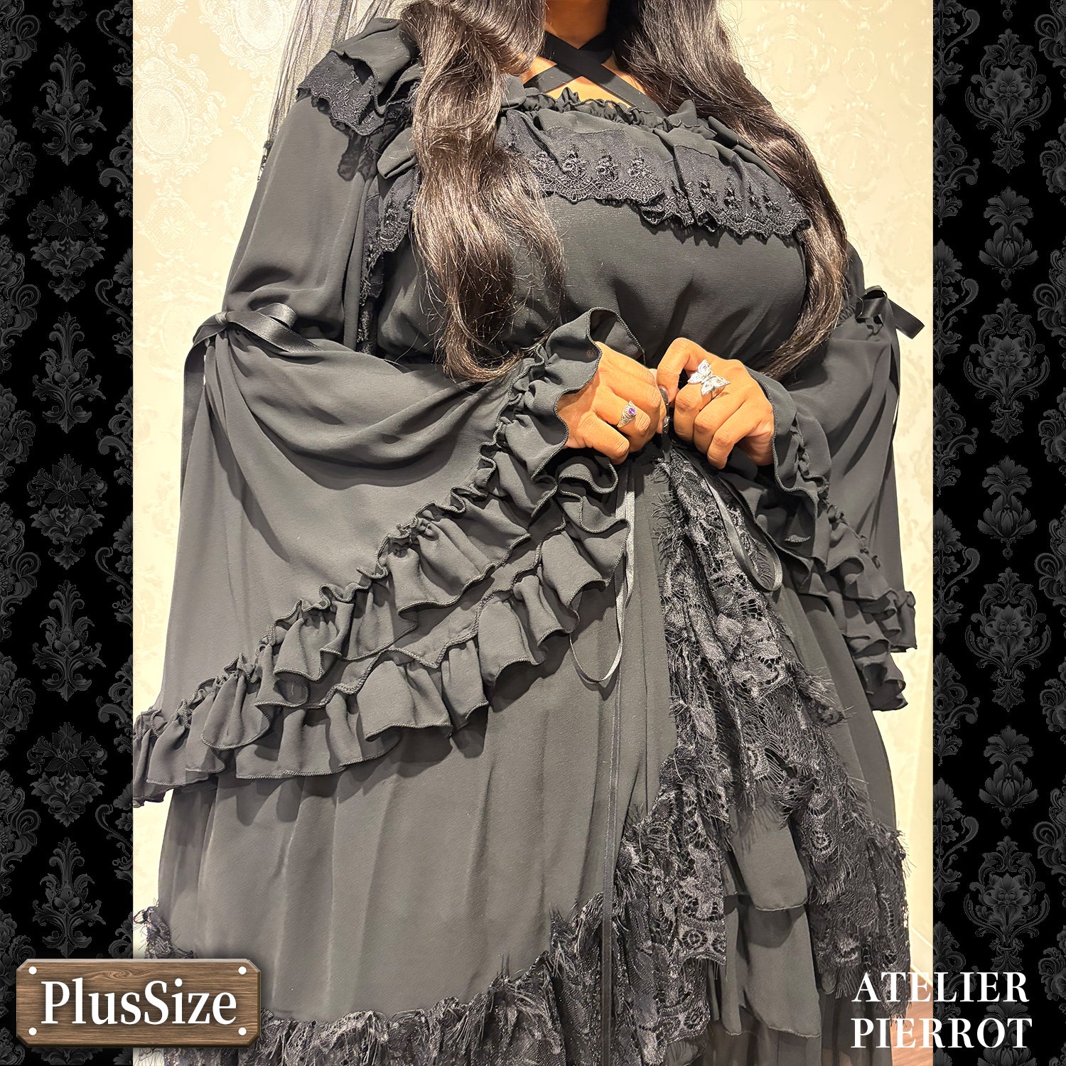 【ATELIER PIERROT】　★ご予約受付中★ Cathedral Veil  Jumper Skirt 　ホワイト/ボルドー/パープル/ネイビー/ブラック　プラスサイズ