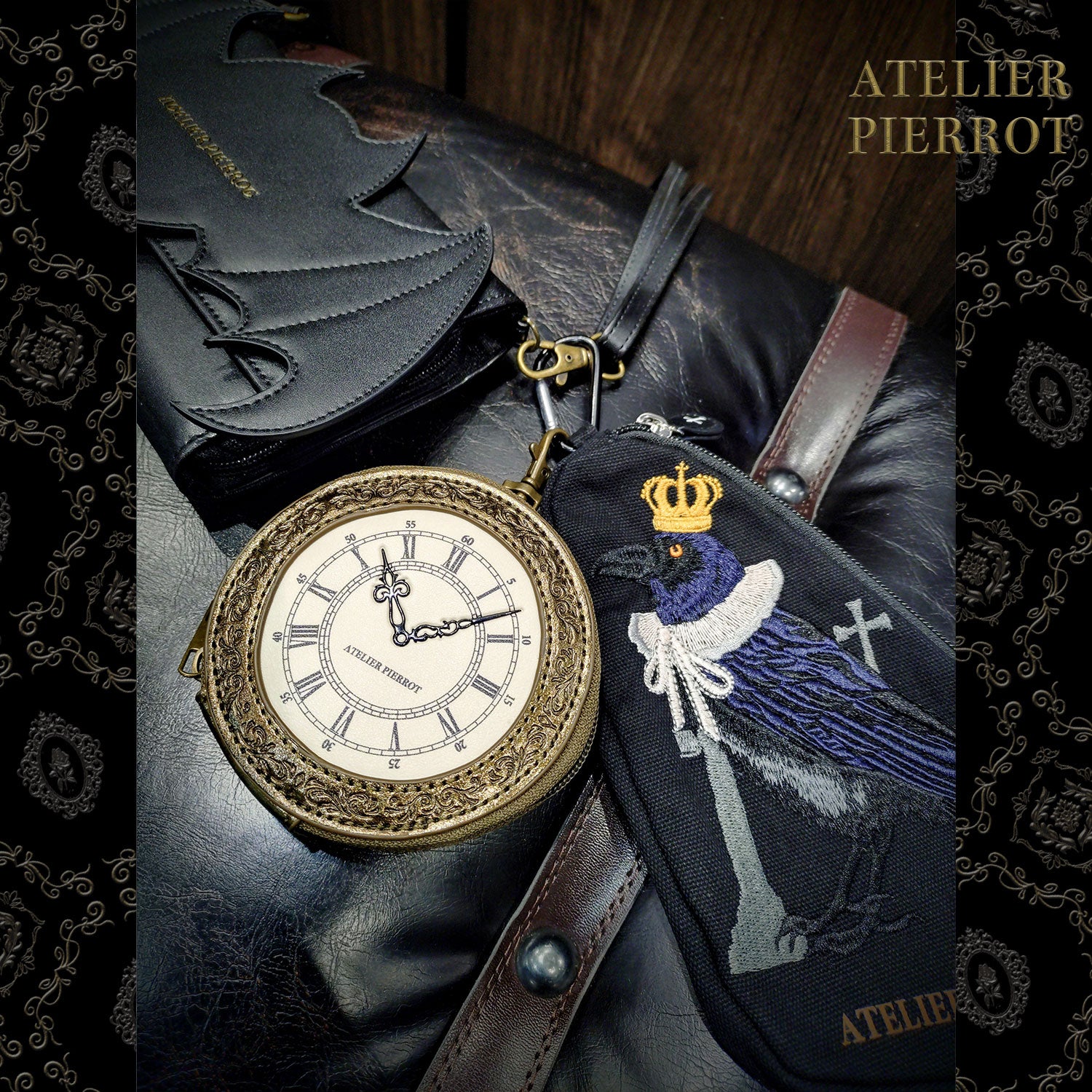 【ATELIER PIERROT】　Pochette a la carte  Coin Purse ~Clock~　ブロンズ/ブラック