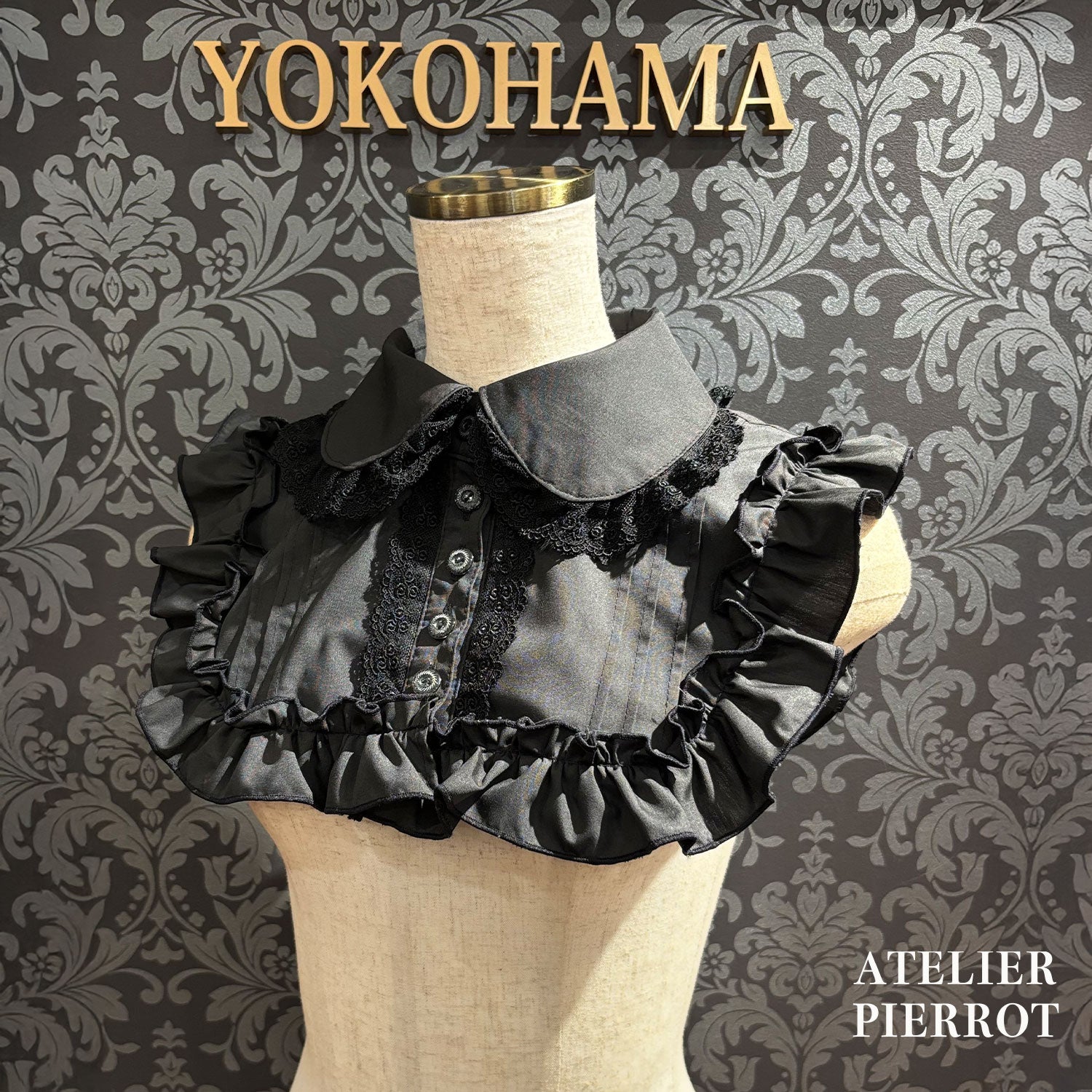 【ATELIER PIERROT] Attached collar/round collarWhite/Black