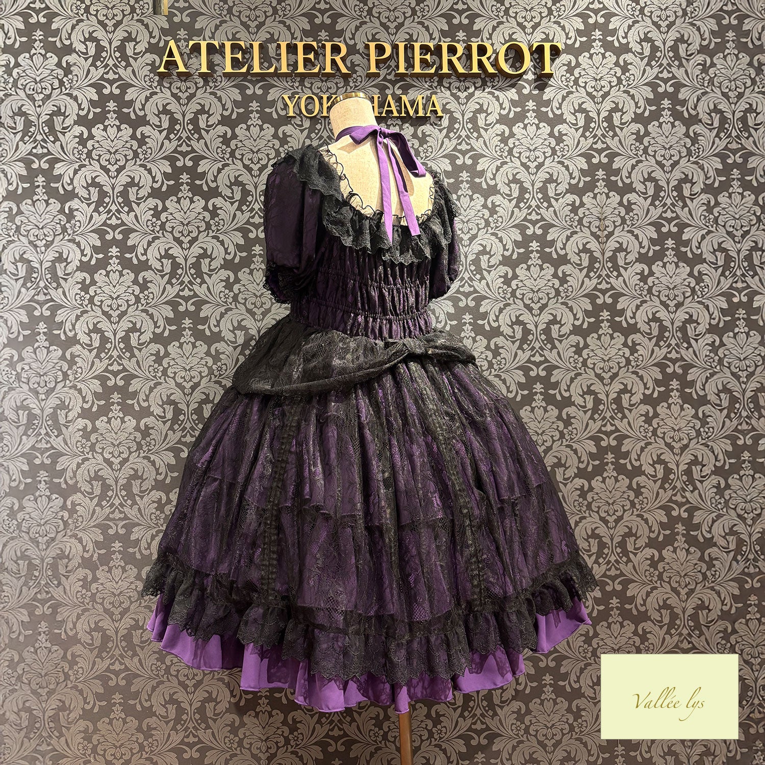 [Vallée lys] Valée Mellow Melody Dress new colorWhite/Bordeaux×Black/Navy×Black/New colorPurple×Black/Black×White/Black