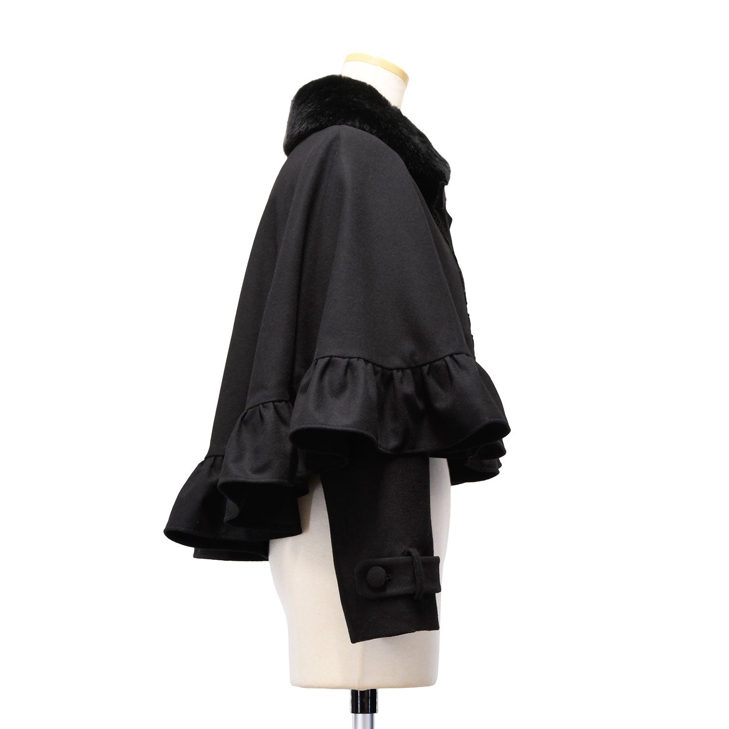 【Sheglit】シェグリット　●予約●"Gretel"ショートケープコート　ボルドー/ブラック　Mサイズ/Lサイズ