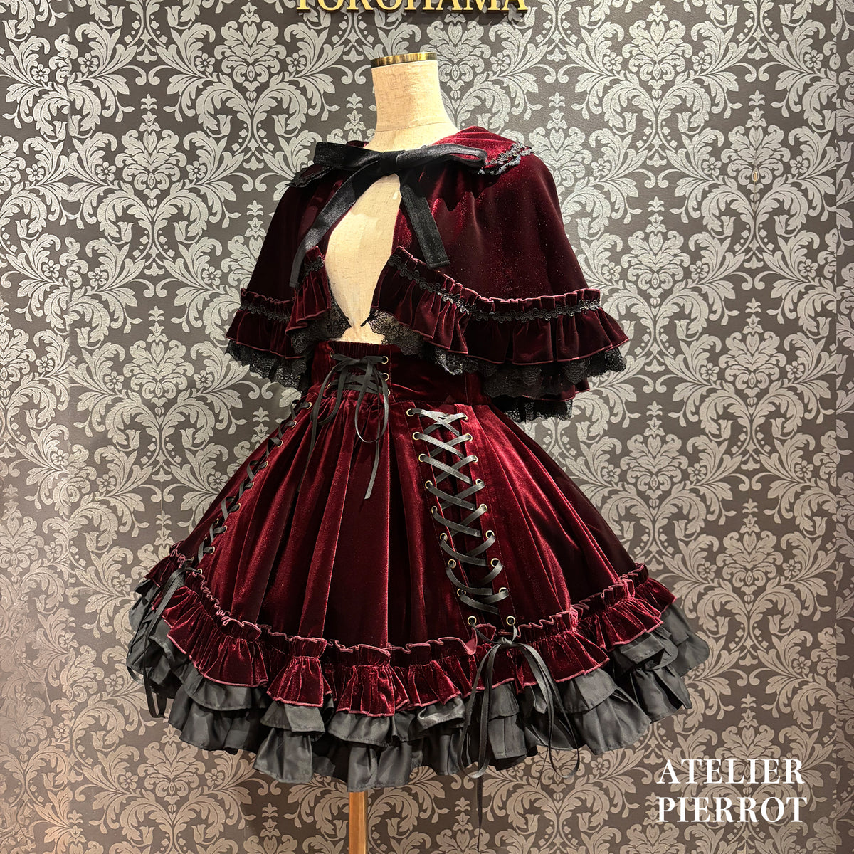 【ATELIER PIERROT】　★ご予約受付中★ Adenophora Lace-Up Skirt  　ボルドー/新色パープル/ネイビー/ブラック　