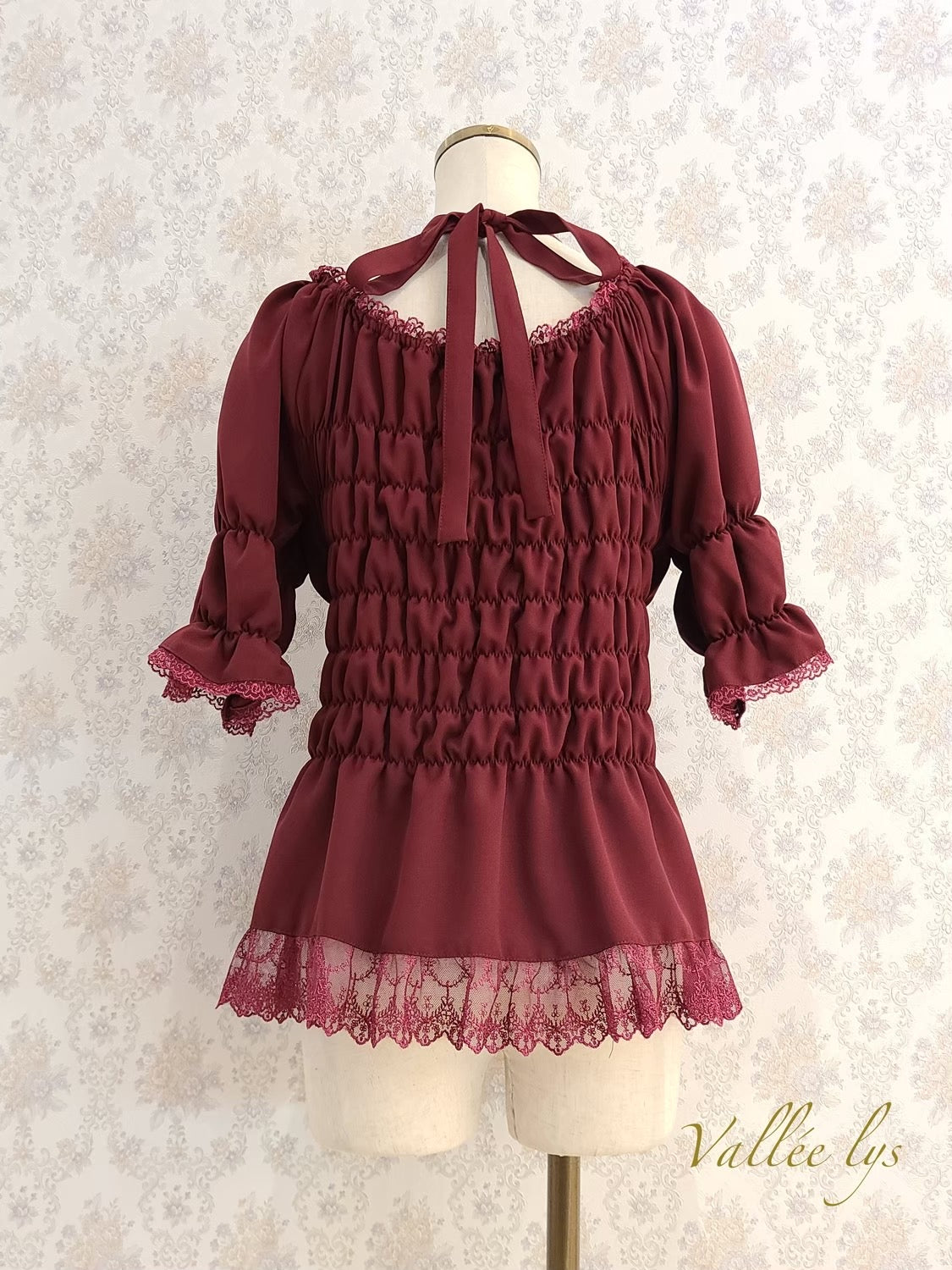 [Vallée Lys] Vallellis 5 -Minute Sleeve Shirring Blouse White