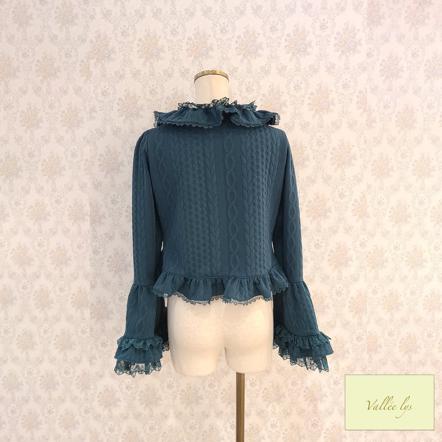 【Vallée lys】ヴァレリス　Petal Bloom Cardigan　Ivory/Bordeaux/Green/ Black