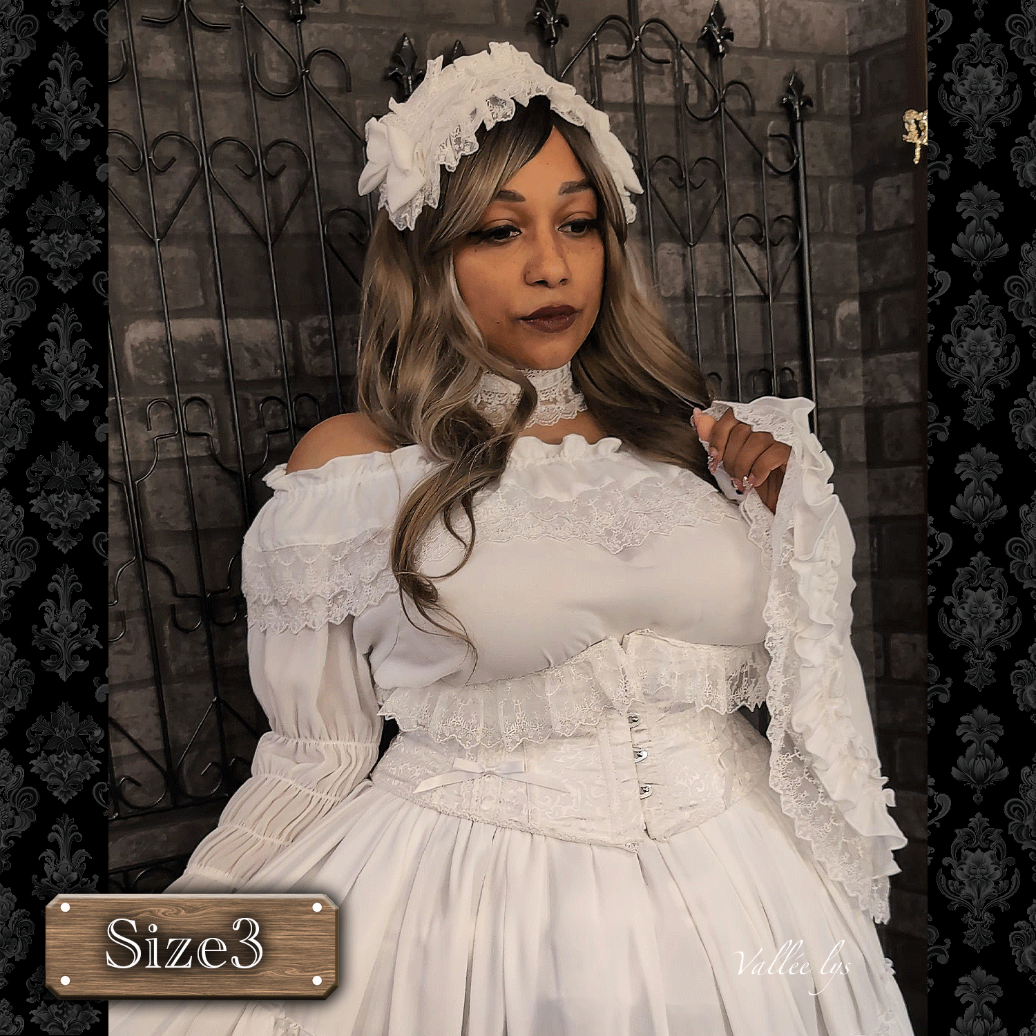 [Vallee Lys] Valleris Fleur de Brume Corset White/Pink/Bordeaux/Navy/Black Plussize★주문 기간은 2025 년 8 월 3 일까지★