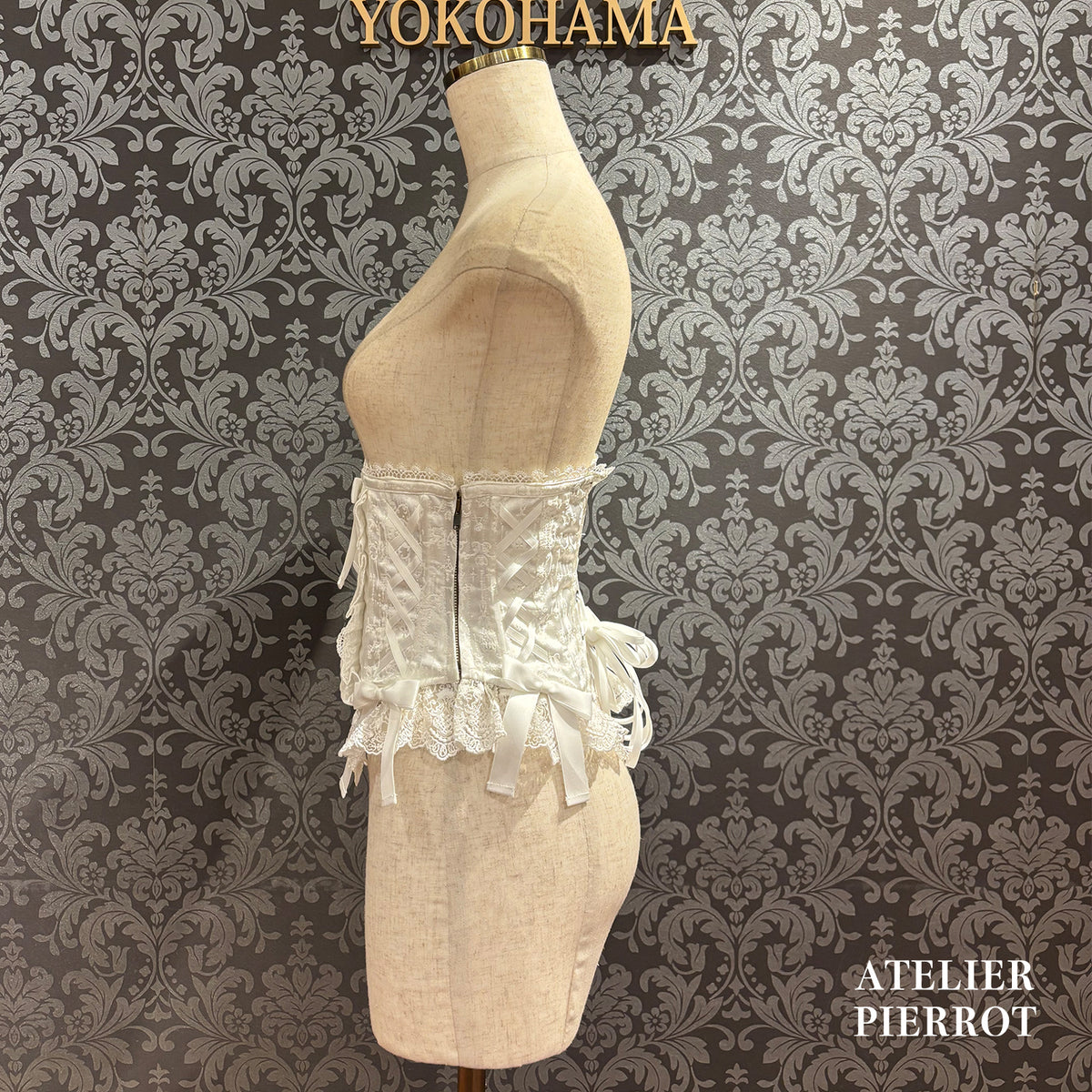 　【ATELIER PIERROT】　★現已接受預訂★ Chérie 荷葉邊緊身胸衣White/Bordeaux/Navy/Black