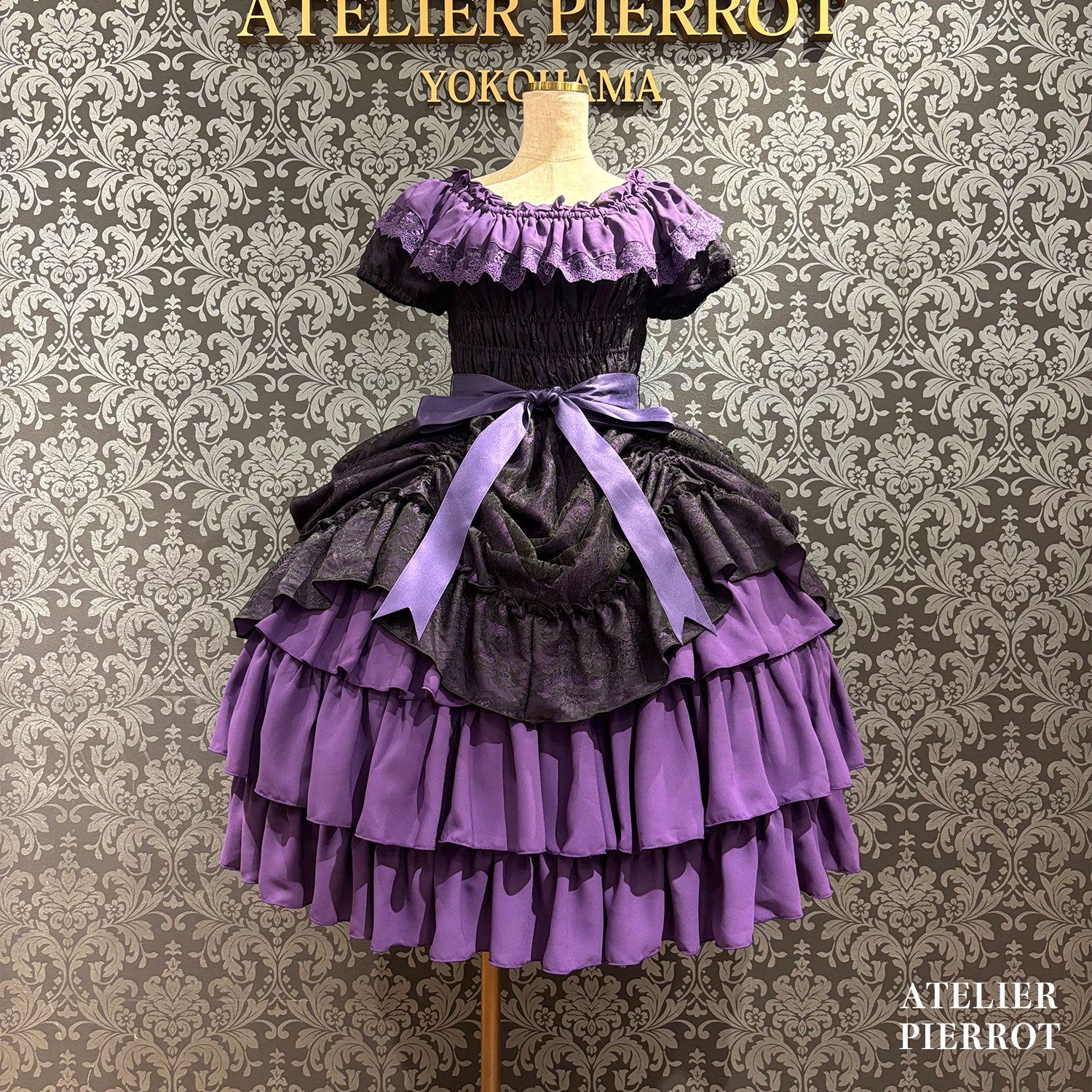【ATELIER PIERROT】　Ruined Castle Dress　New colorWhite/Bordeaux/New colorPurple/Navy/White×Black/Black　